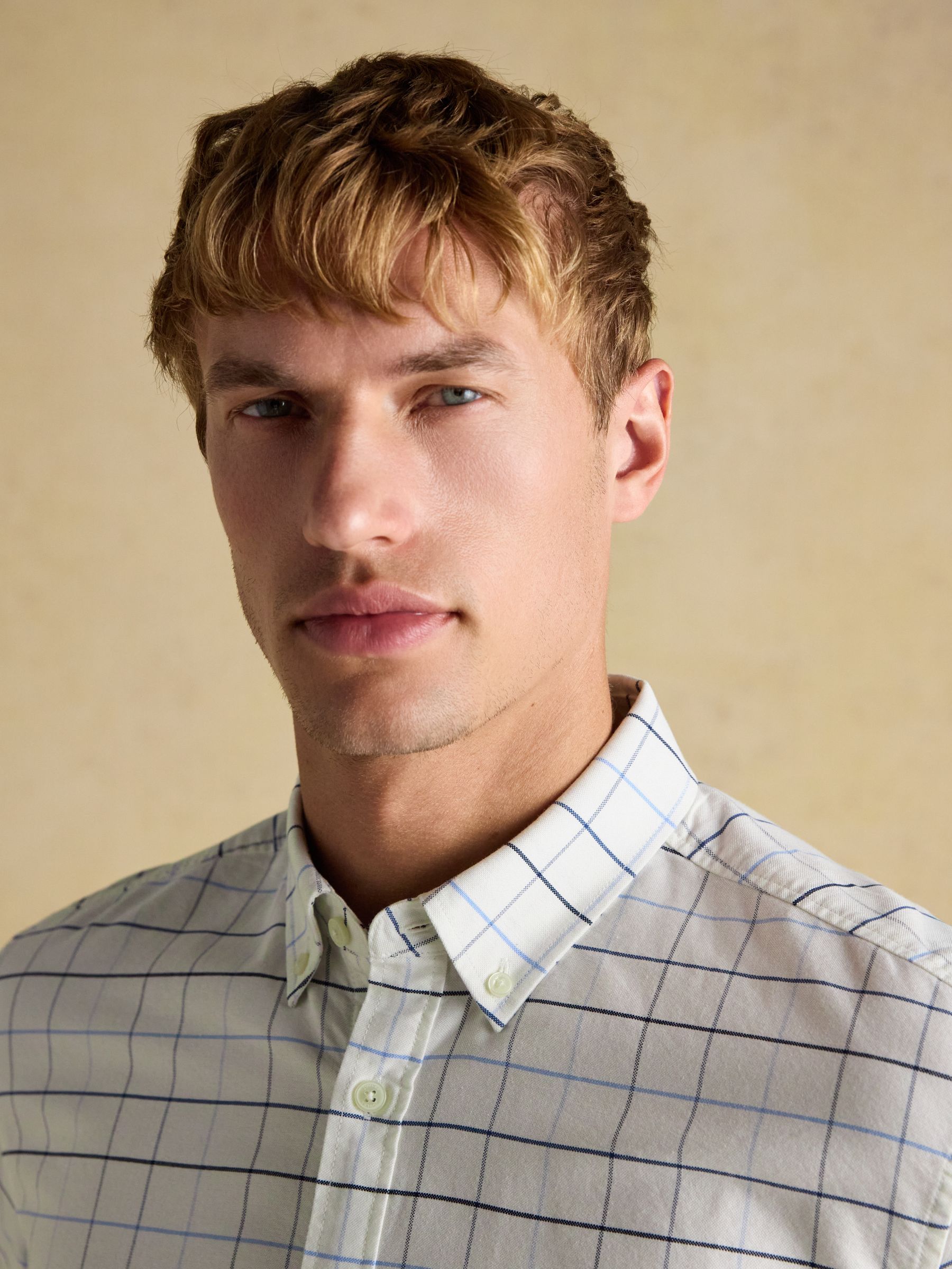 Oxford Classic Fit White Blue Check Long Sleeve Cotton Shirt - Image 5 of 12