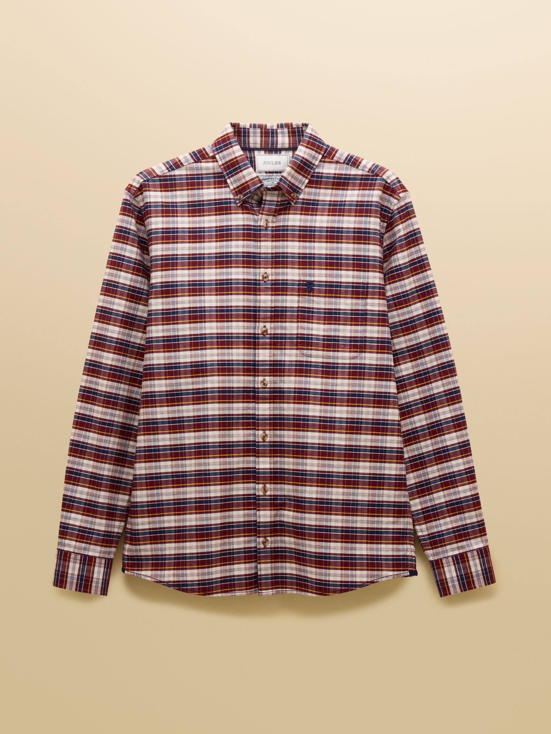 Oxford Classic Fit Red Check Long Sleeve Cotton Shirt - Image 12 of 12