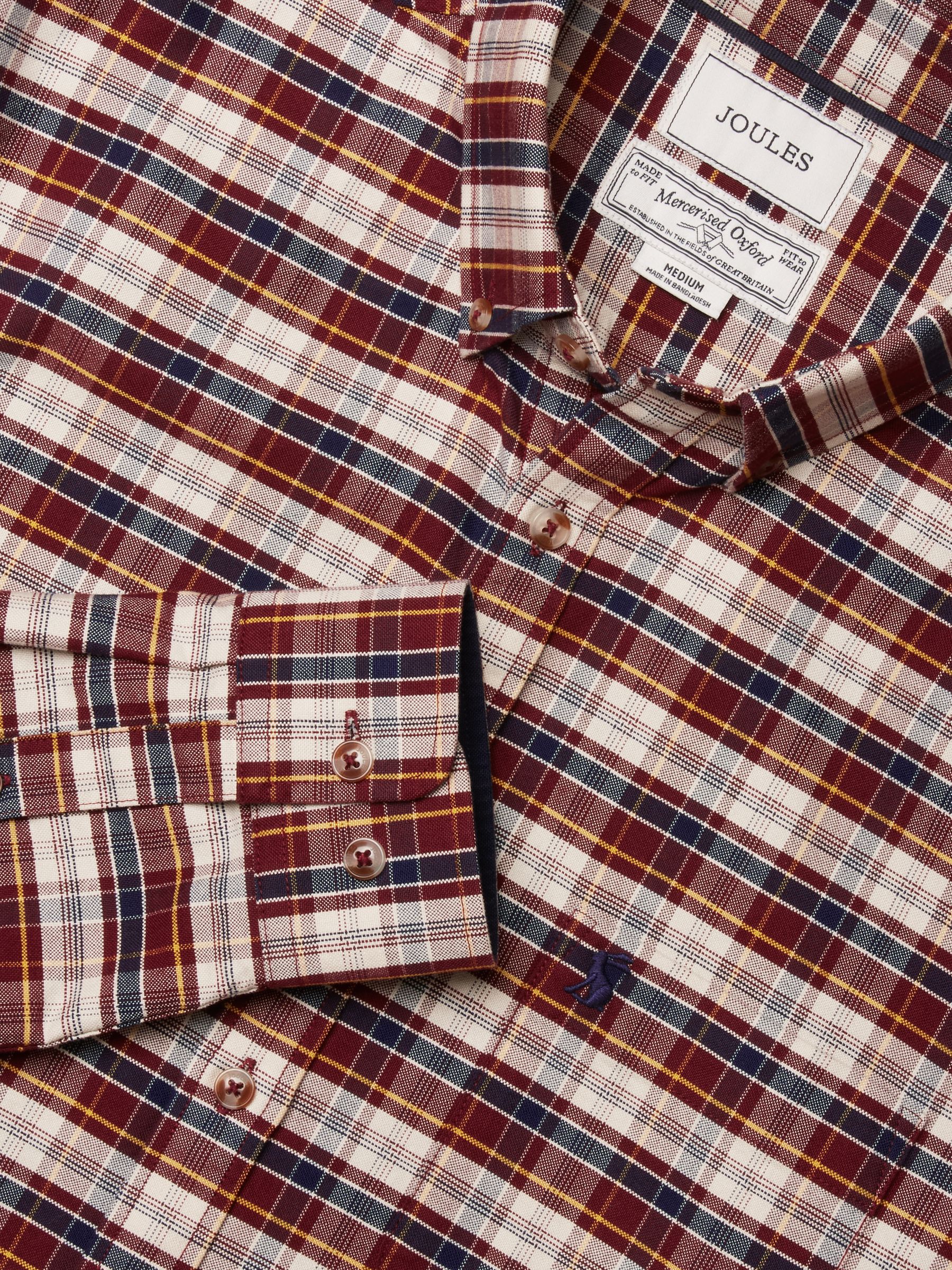 Oxford Classic Fit Red Check Long Sleeve Cotton Shirt - Image 2 of 12