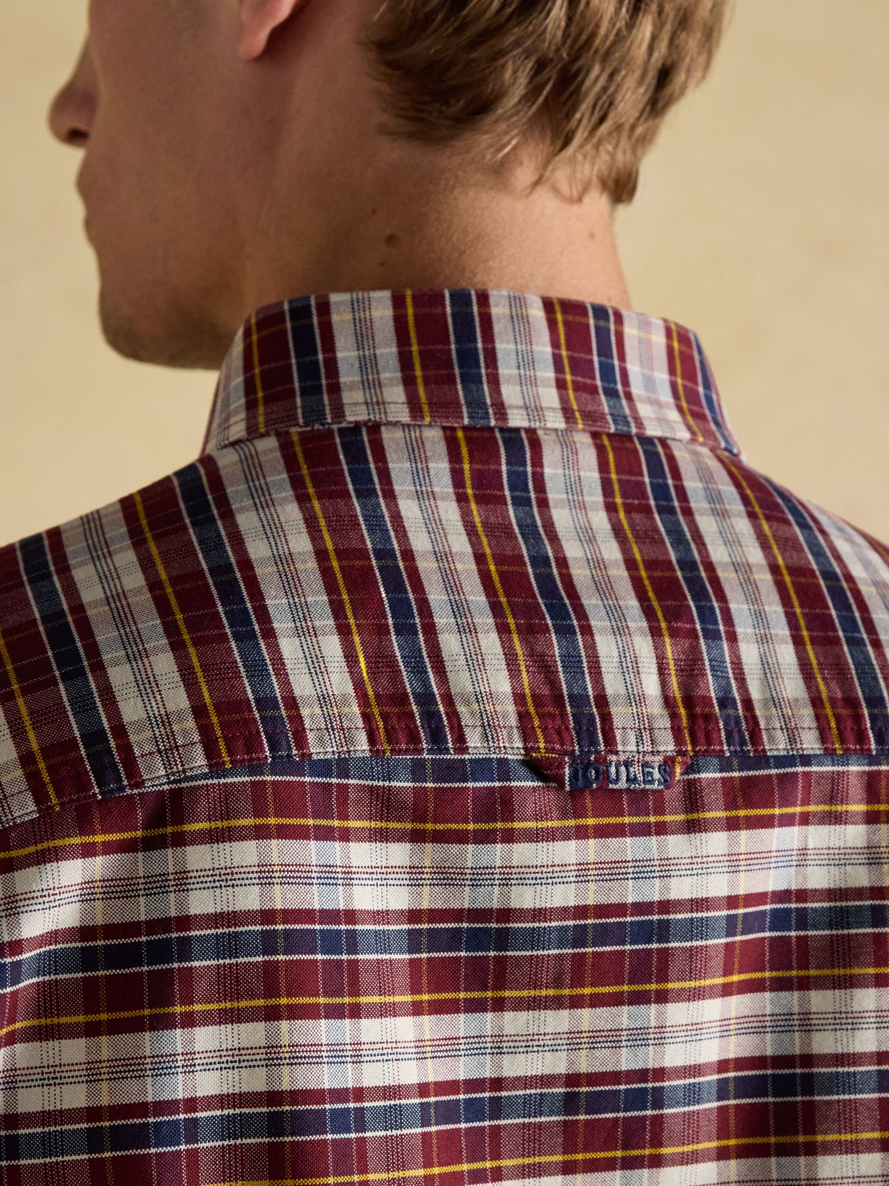 Oxford Classic Fit Red Check Long Sleeve Cotton Shirt - Image 5 of 12