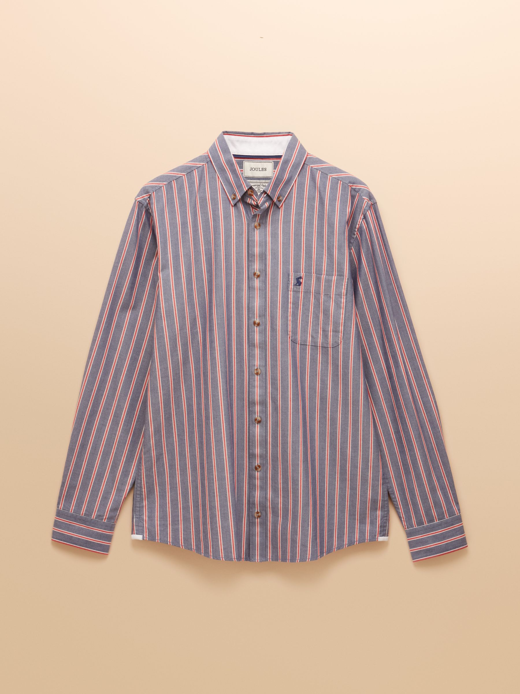 Oxford Classic Fit Blue Red Stripe Cotton Shirt - Image 10 of 10 Oxford Classic Fit Blue Red Stripe Cotton Shirt - Image 10 of 10