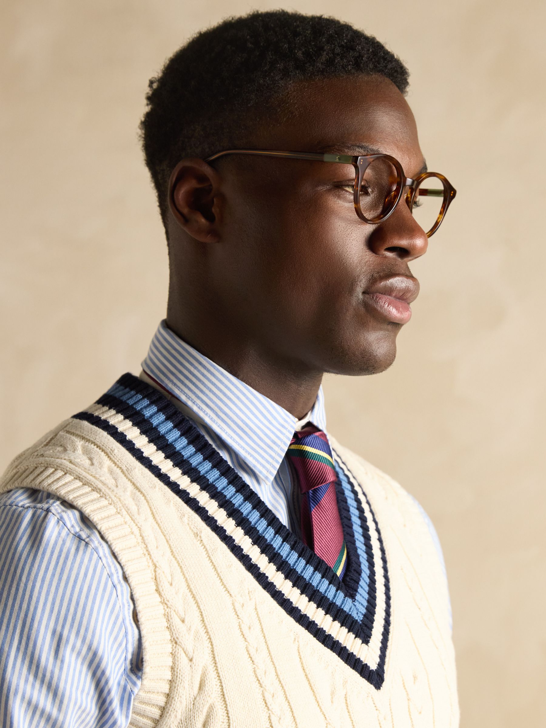 Headingly Cream Cable Knit Cricket Vest - Image 4 of 7