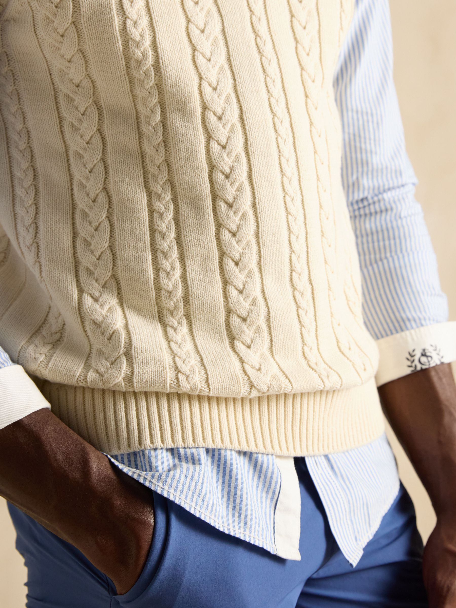 Headingly Cream Cable Knit Cricket Vest - Image 5 of 7