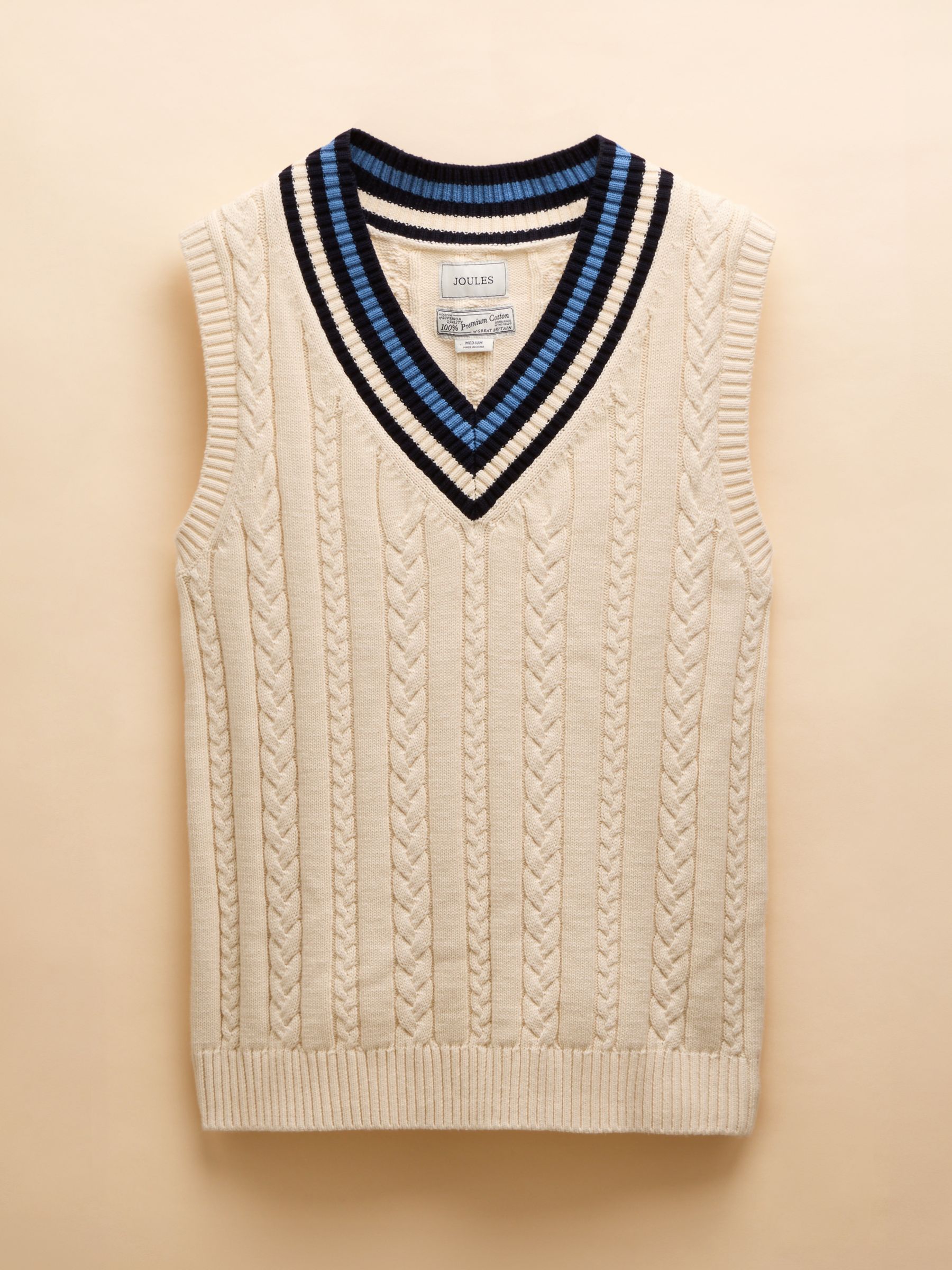 Headingly Cream Cable Knit Cricket Vest - Image 7 of 7 Headingly Cream Cable Knit Cricket Vest - Image 7 of 7