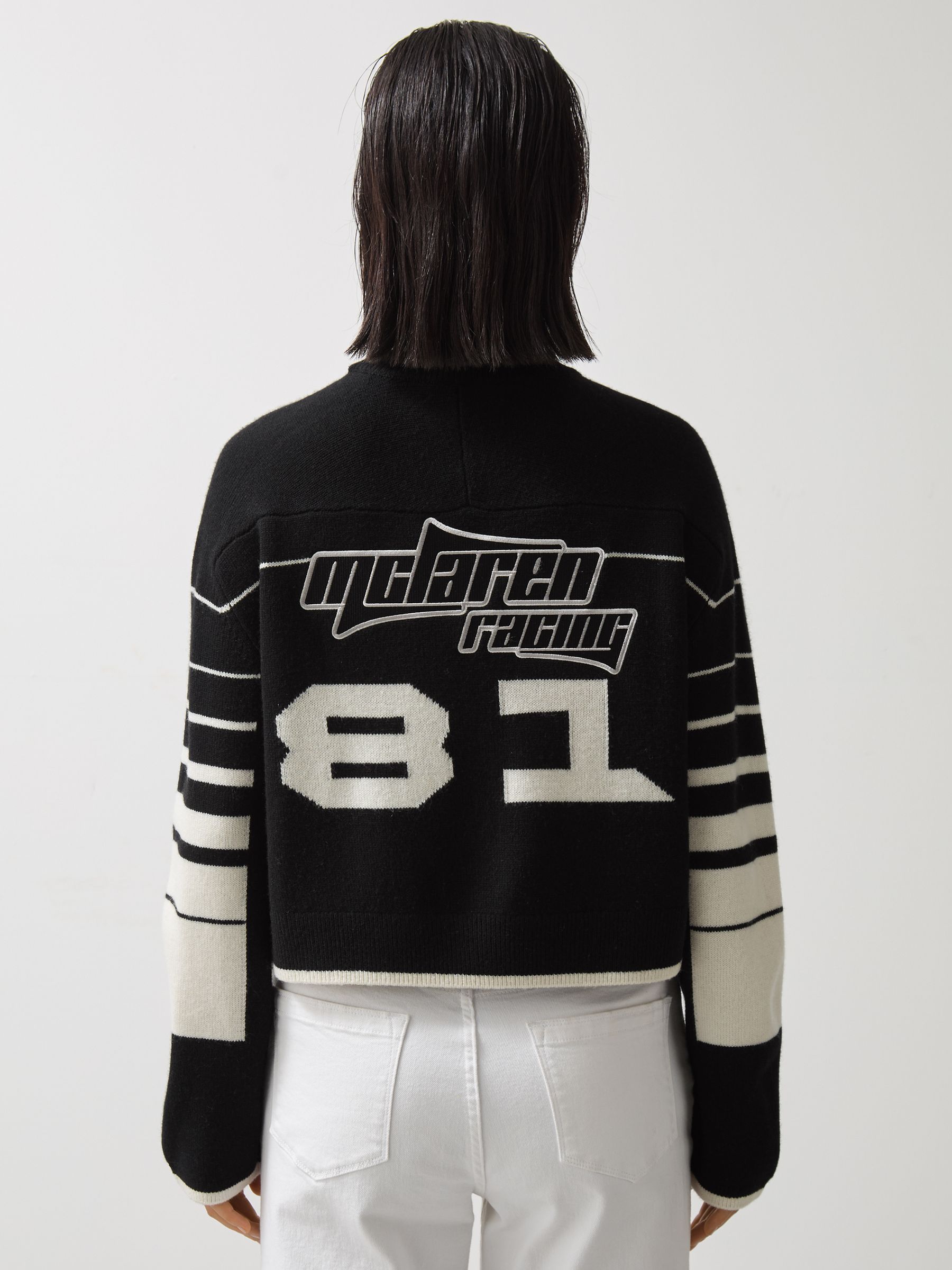 McLaren F1 Team Cropped Jumper Wool-Cashmere in Black/White - Image 4 of 9