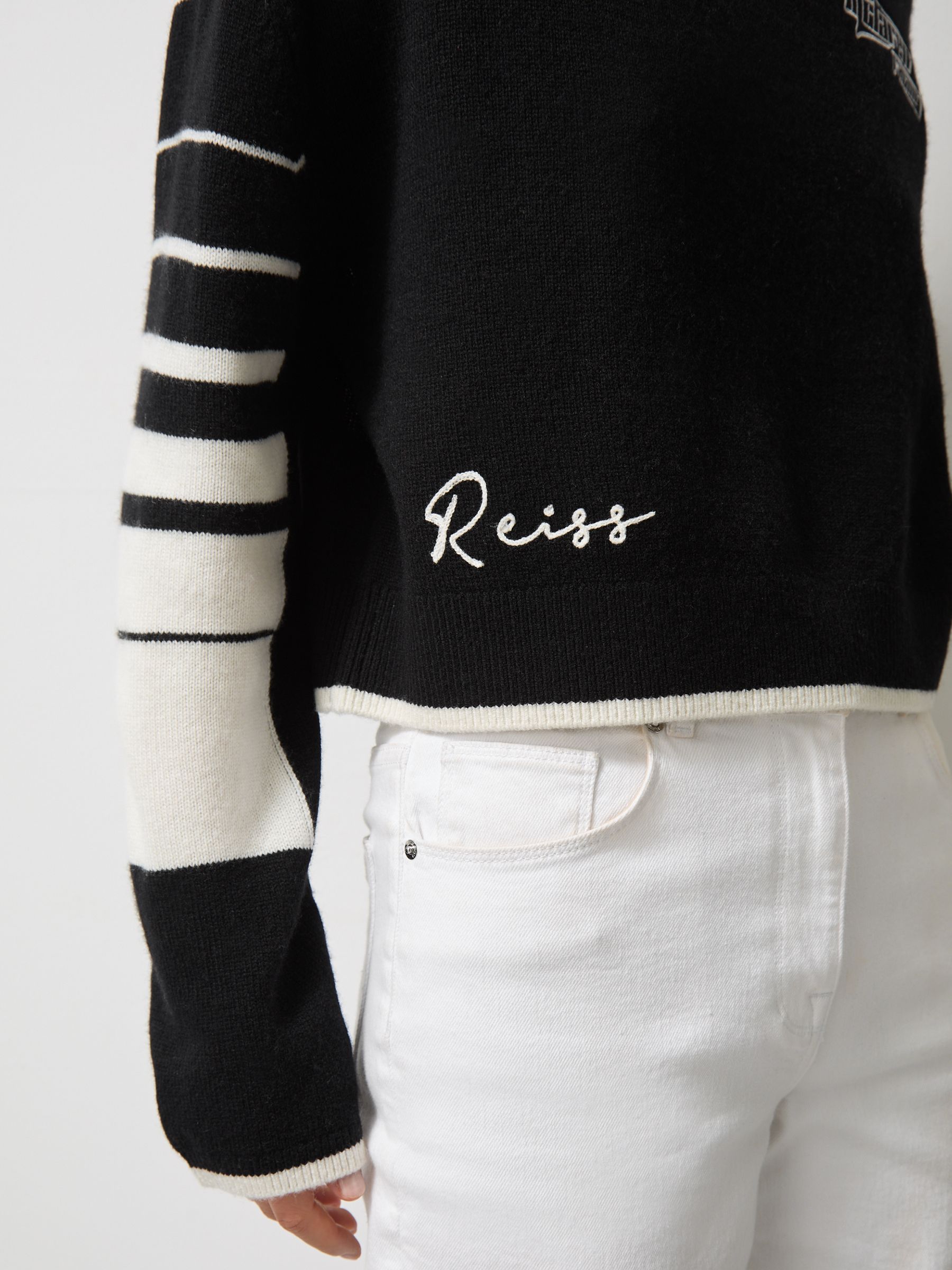 McLaren F1 Team Cropped Jumper Wool-Cashmere in Black/White - Image 5 of 9