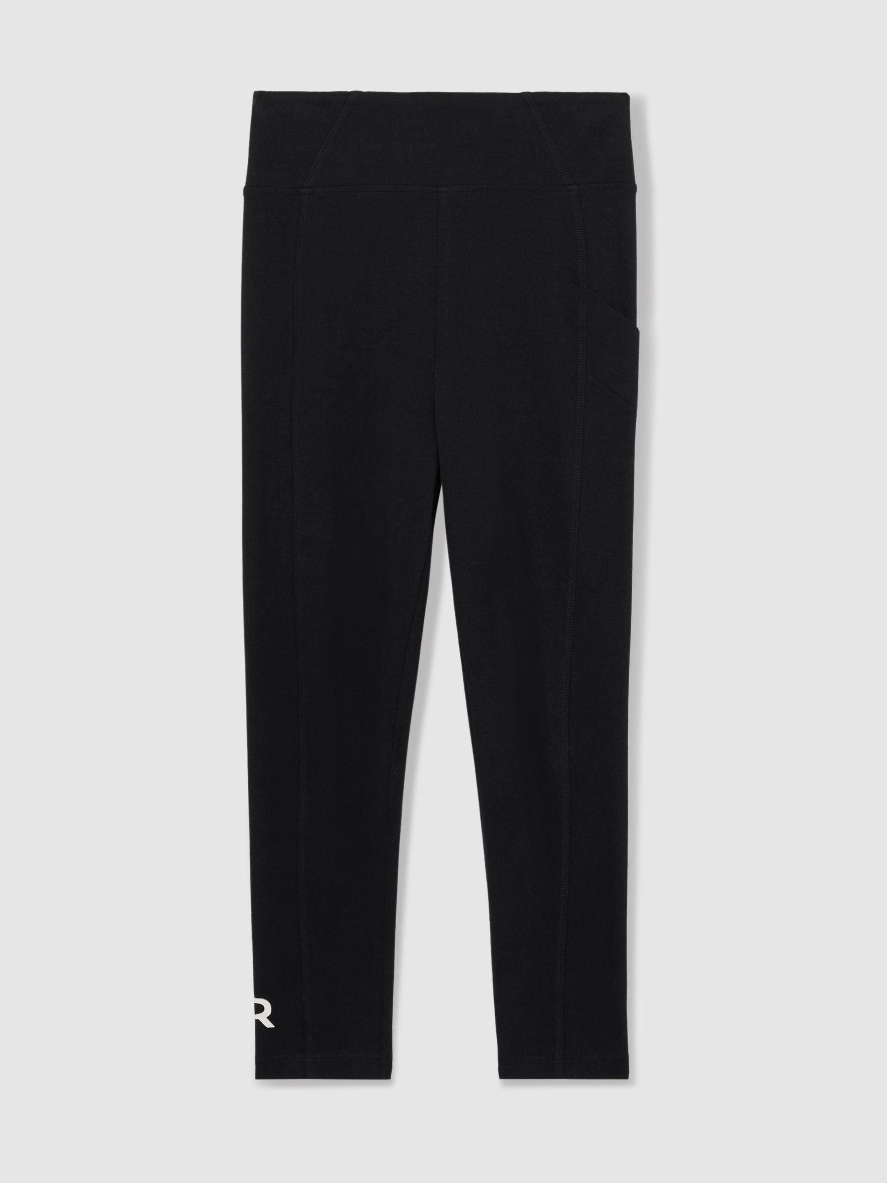 Stretch-Cotton Logo-Print Leggings in Black - Image 2 of 4