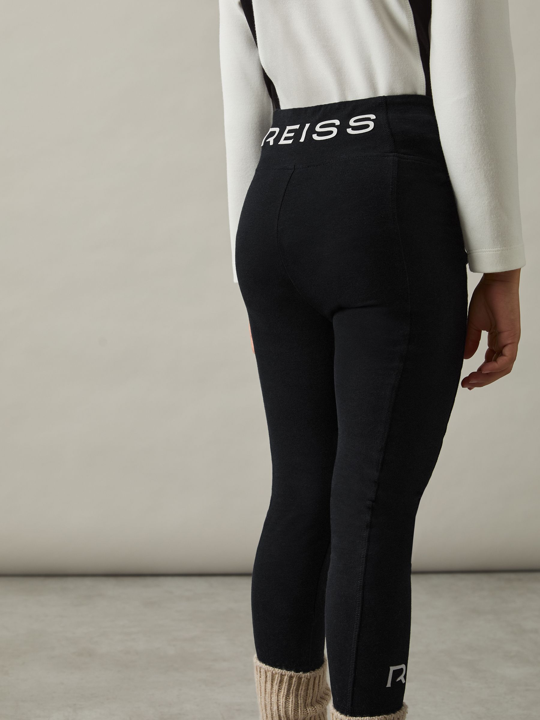 Stretch-Cotton Logo-Print Leggings in Black - Image 3 of 4