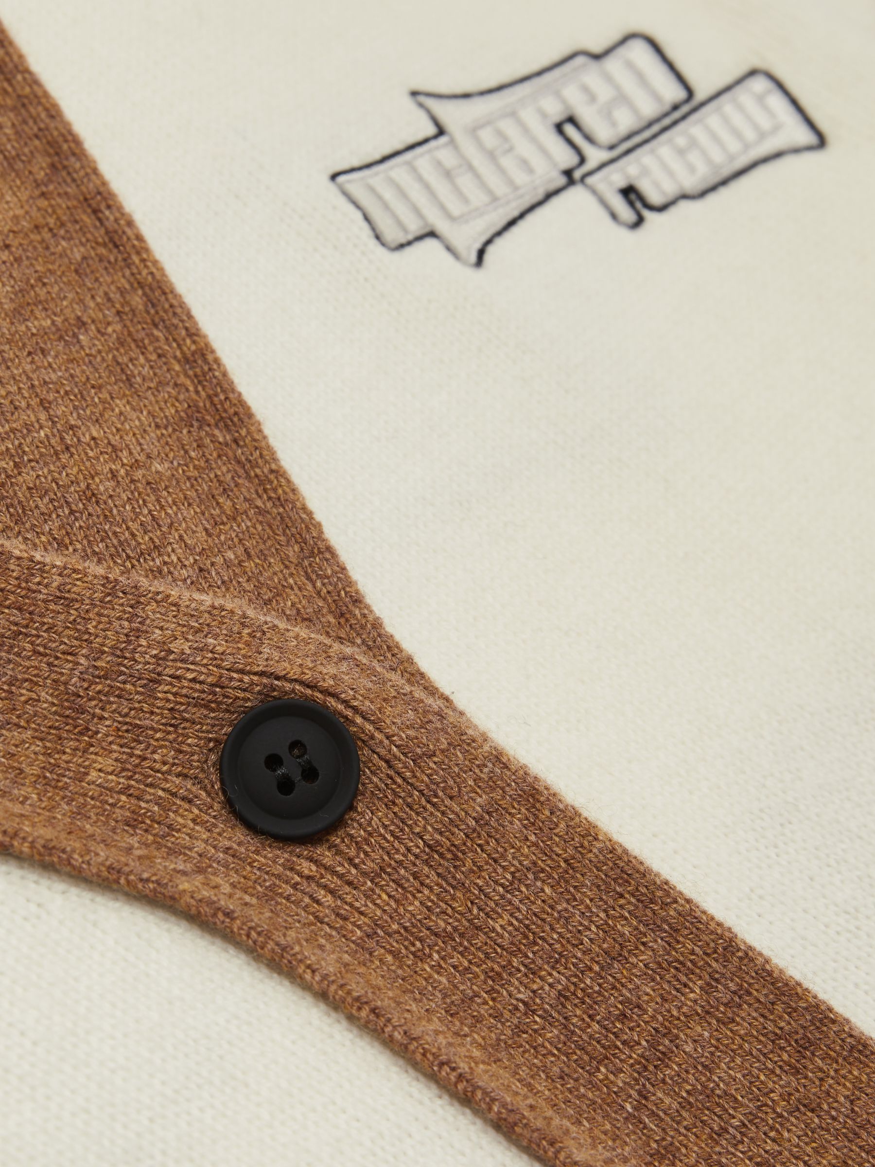 McLaren F1 Team Crop Varsity Cardigan in Off White/Camel - Image 7 of 9