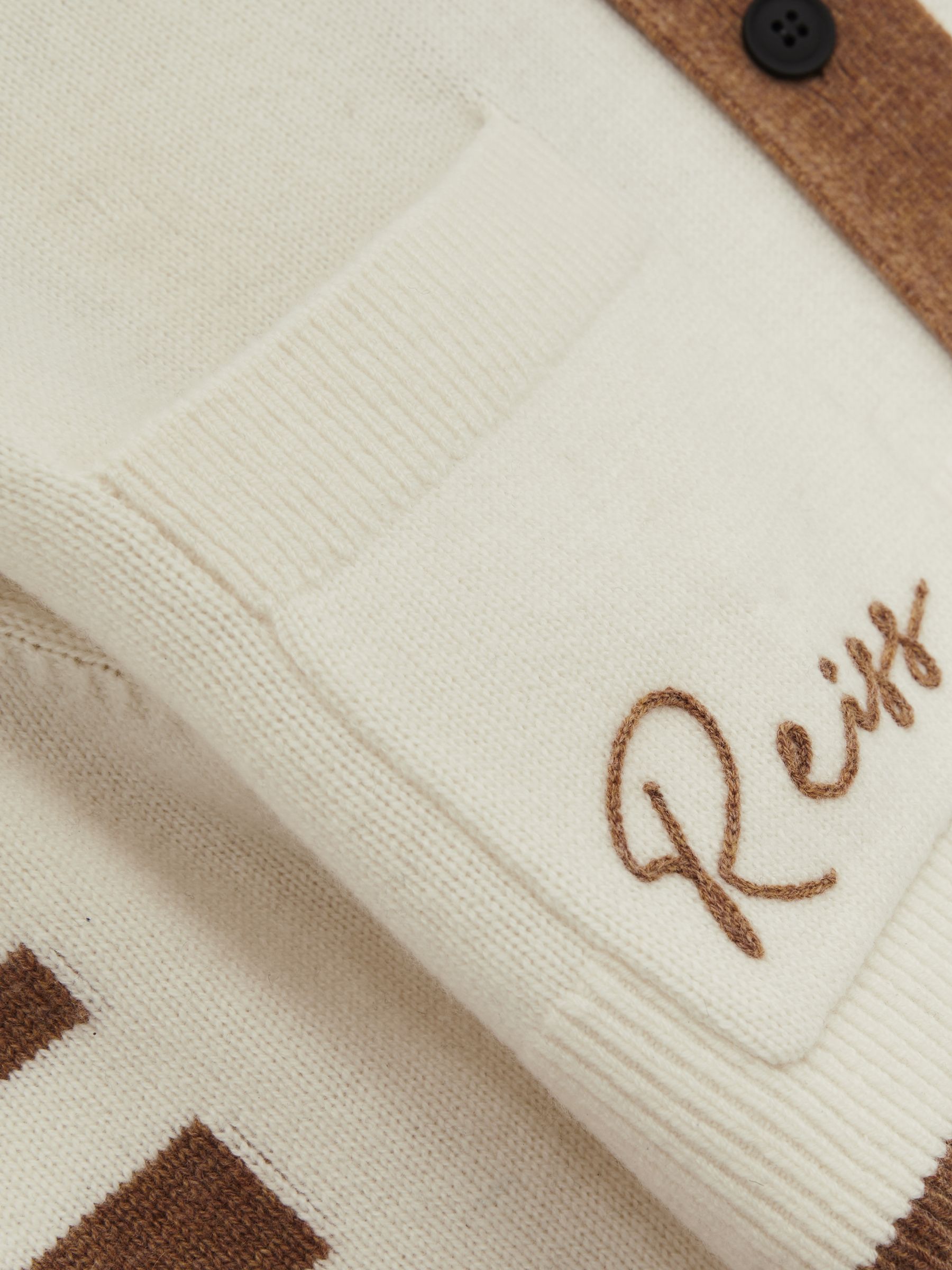 McLaren F1 Team Crop Varsity Cardigan in Off White/Camel - Image 8 of 9