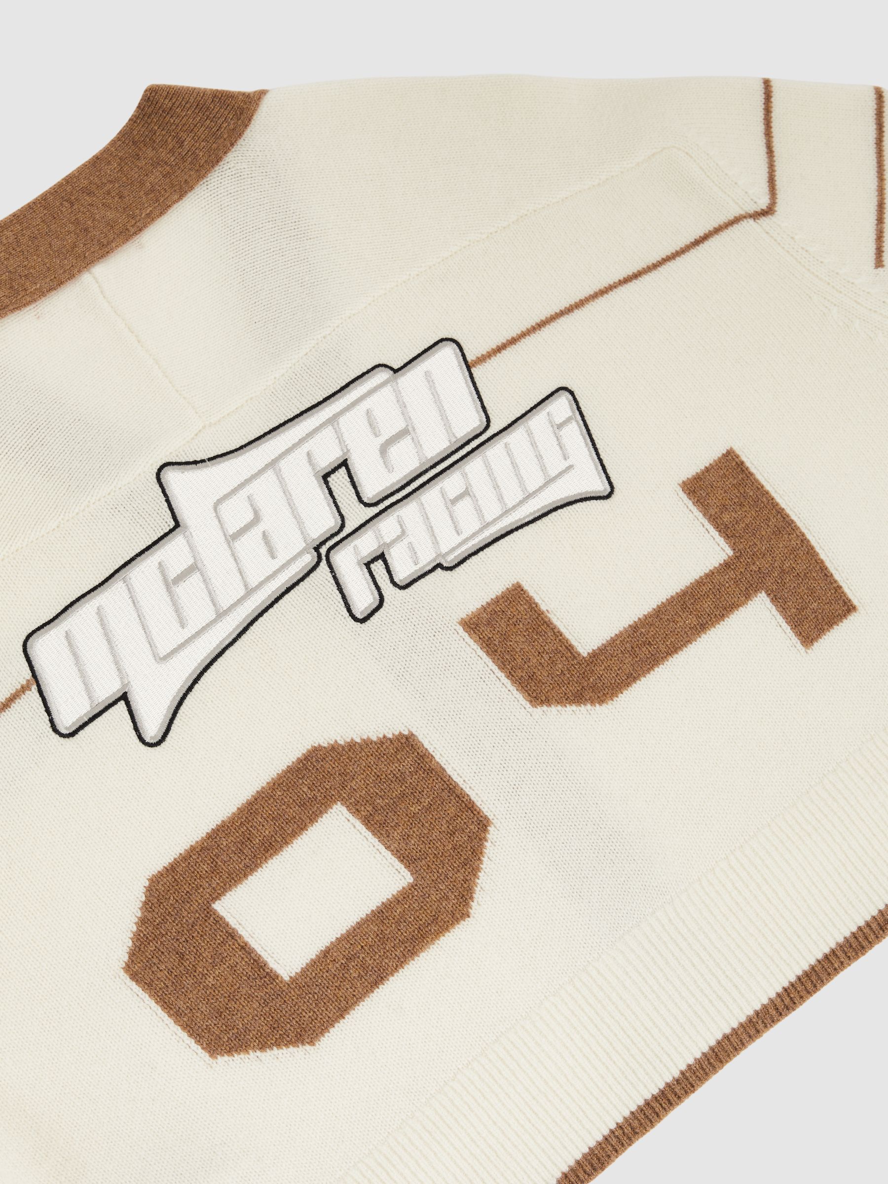 McLaren F1 Team Crop Varsity Cardigan in Off White/Camel - Image 9 of 9