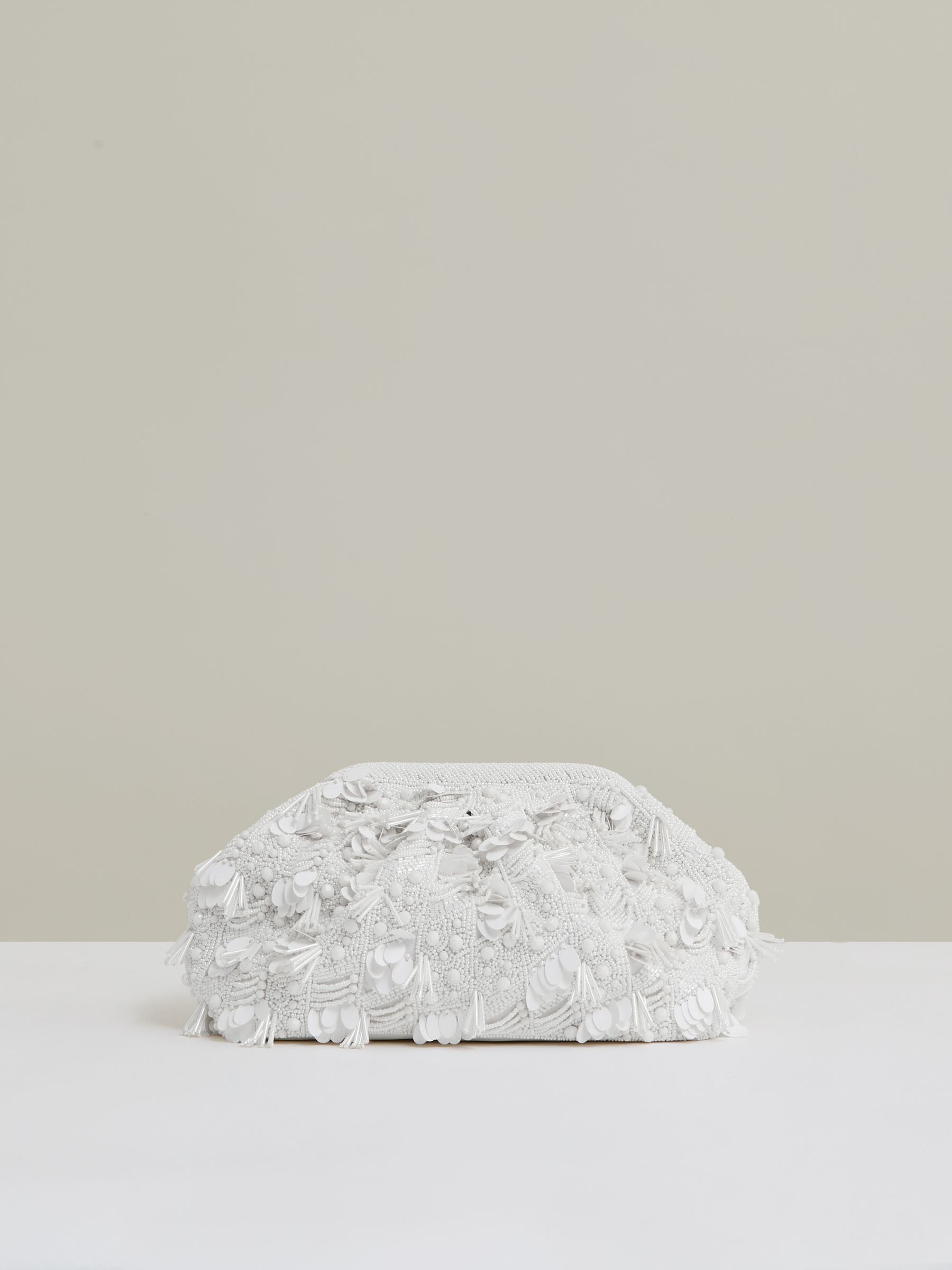 Embellished Clutch Bag in White - Image 1 of 5