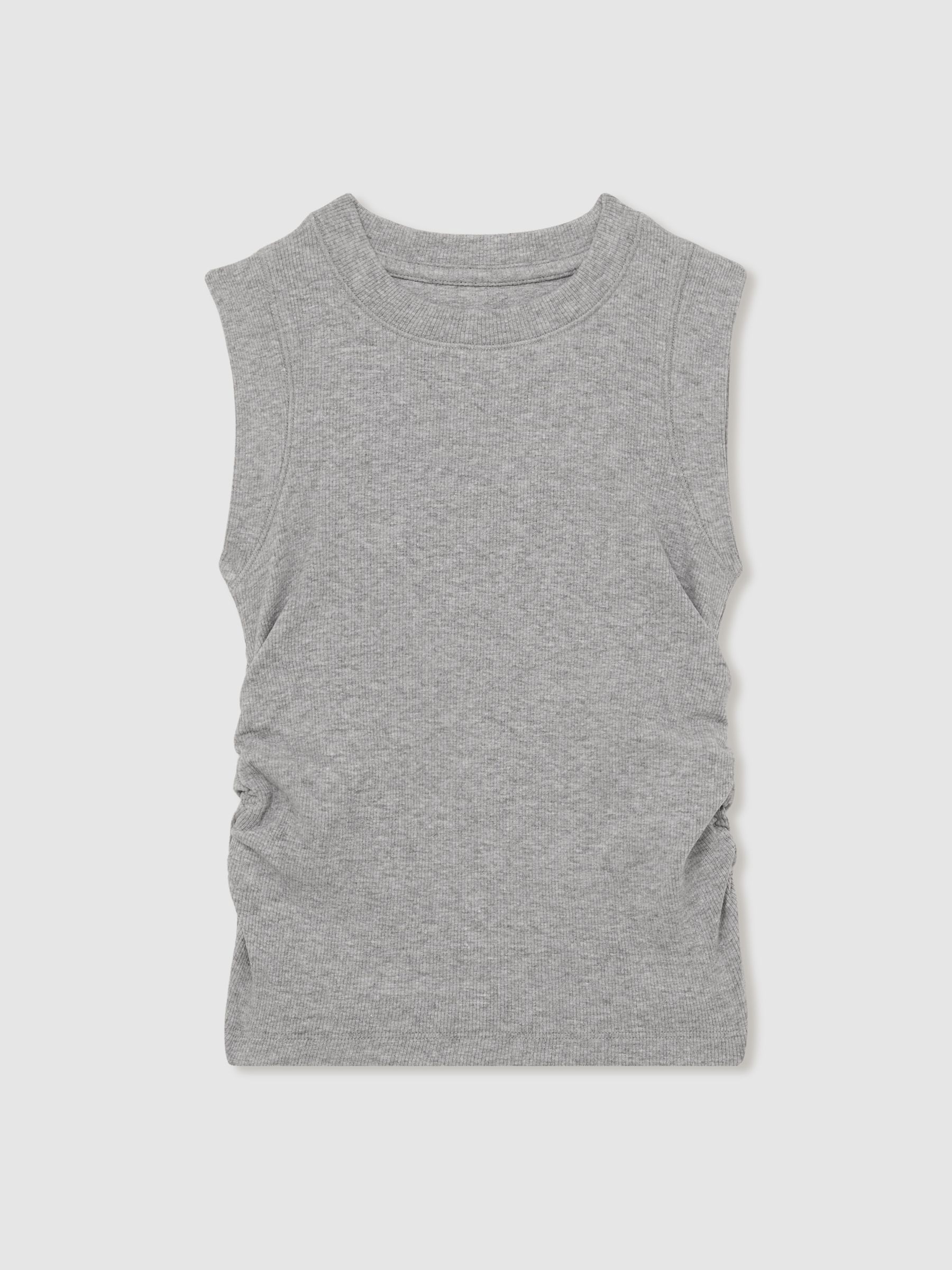 Ruched Vest Top in Grey - Image 1 of 4