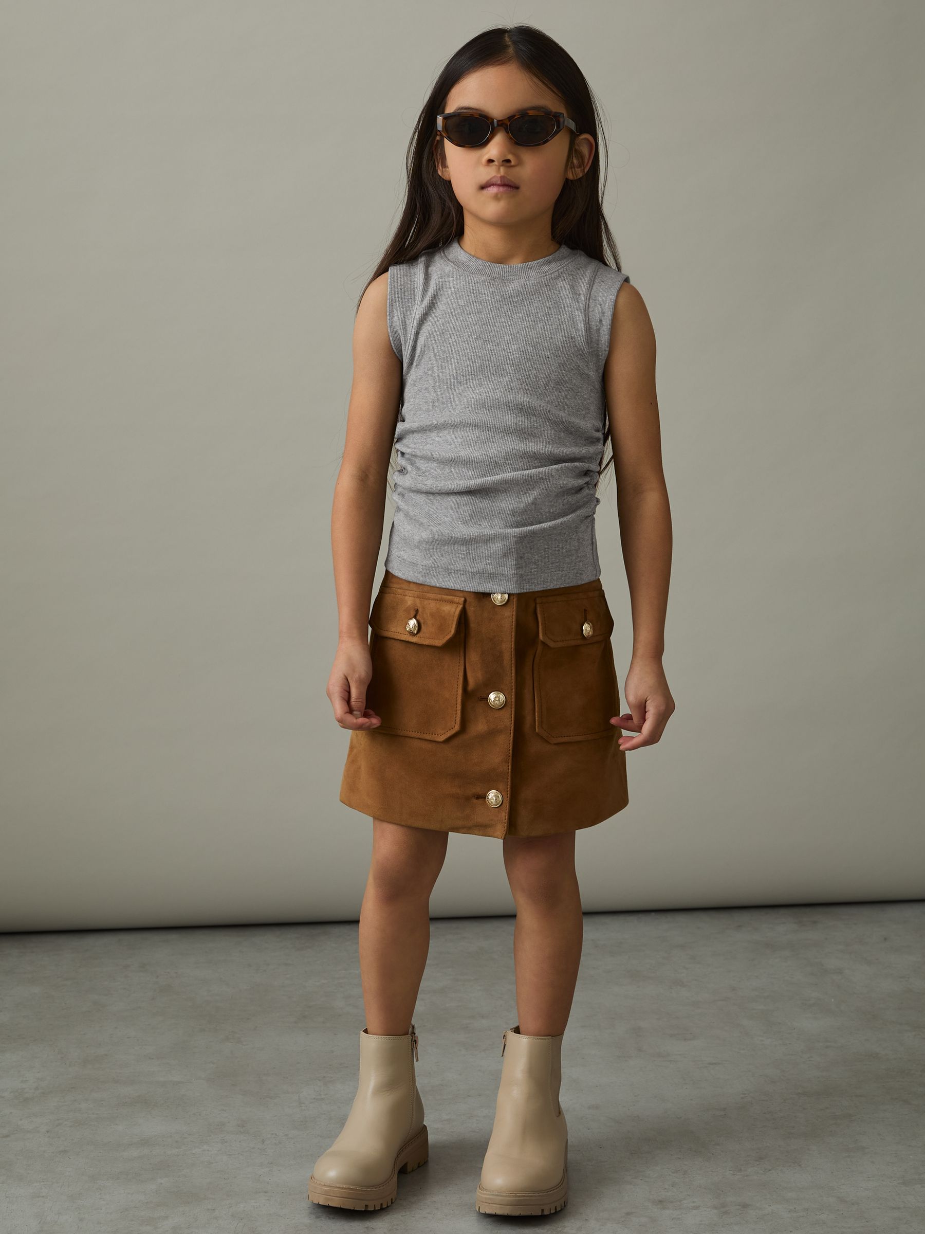 Ruched Vest Top in Grey - Image 2 of 4