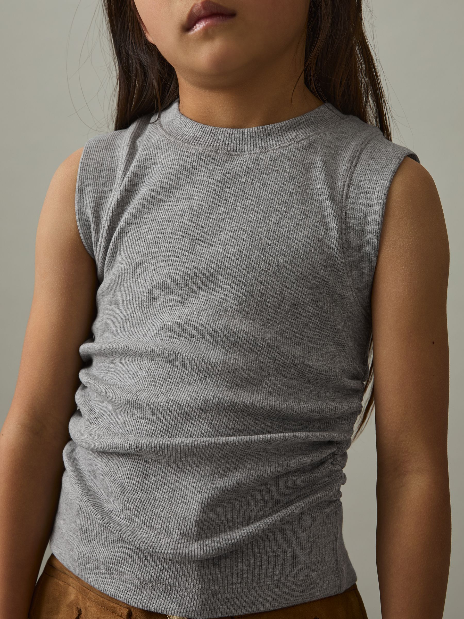 Ruched Vest Top in Grey - Image 3 of 4
