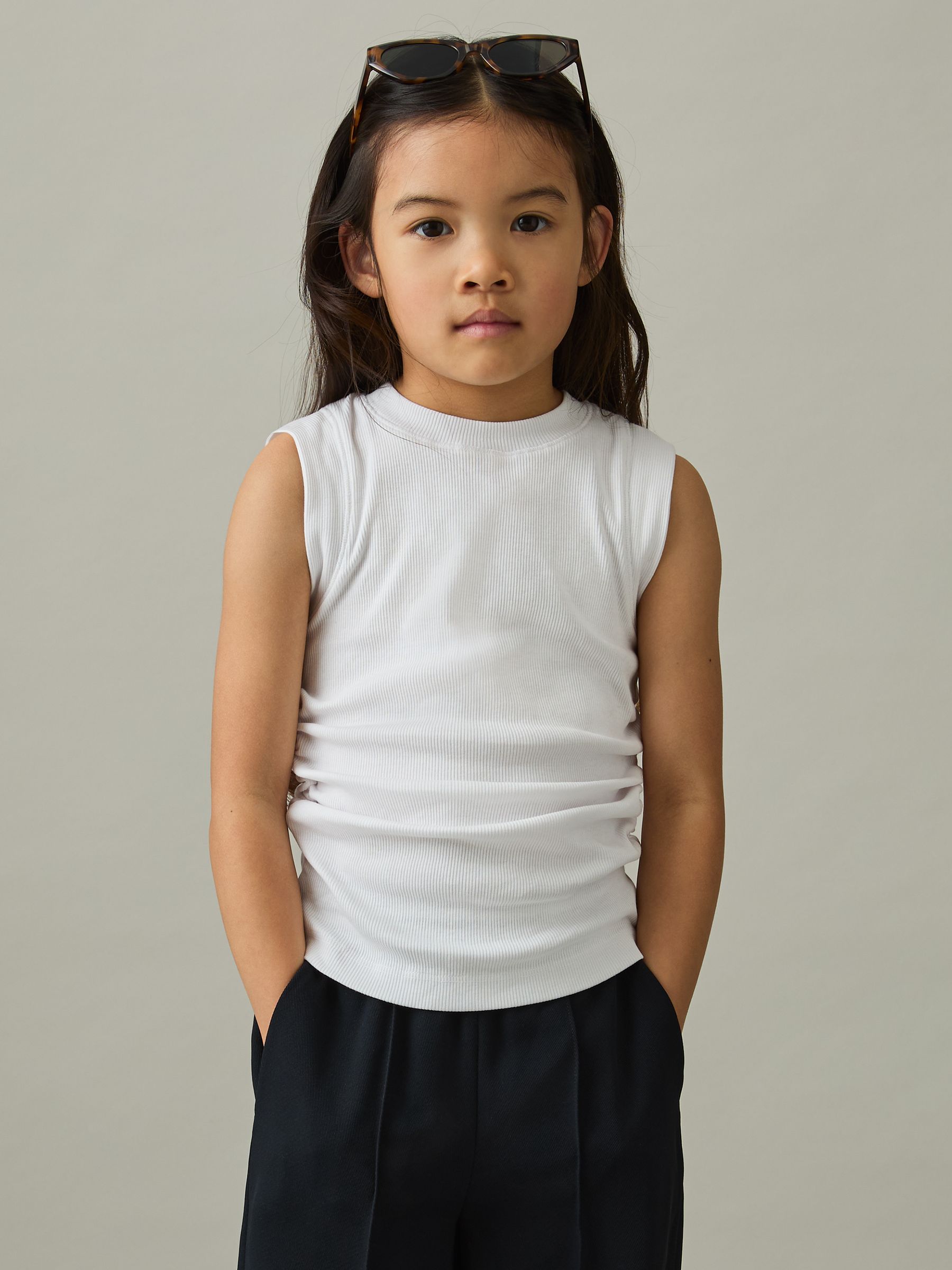 13-14 yrs Ruched Vest Top in White - Image 3 of 4