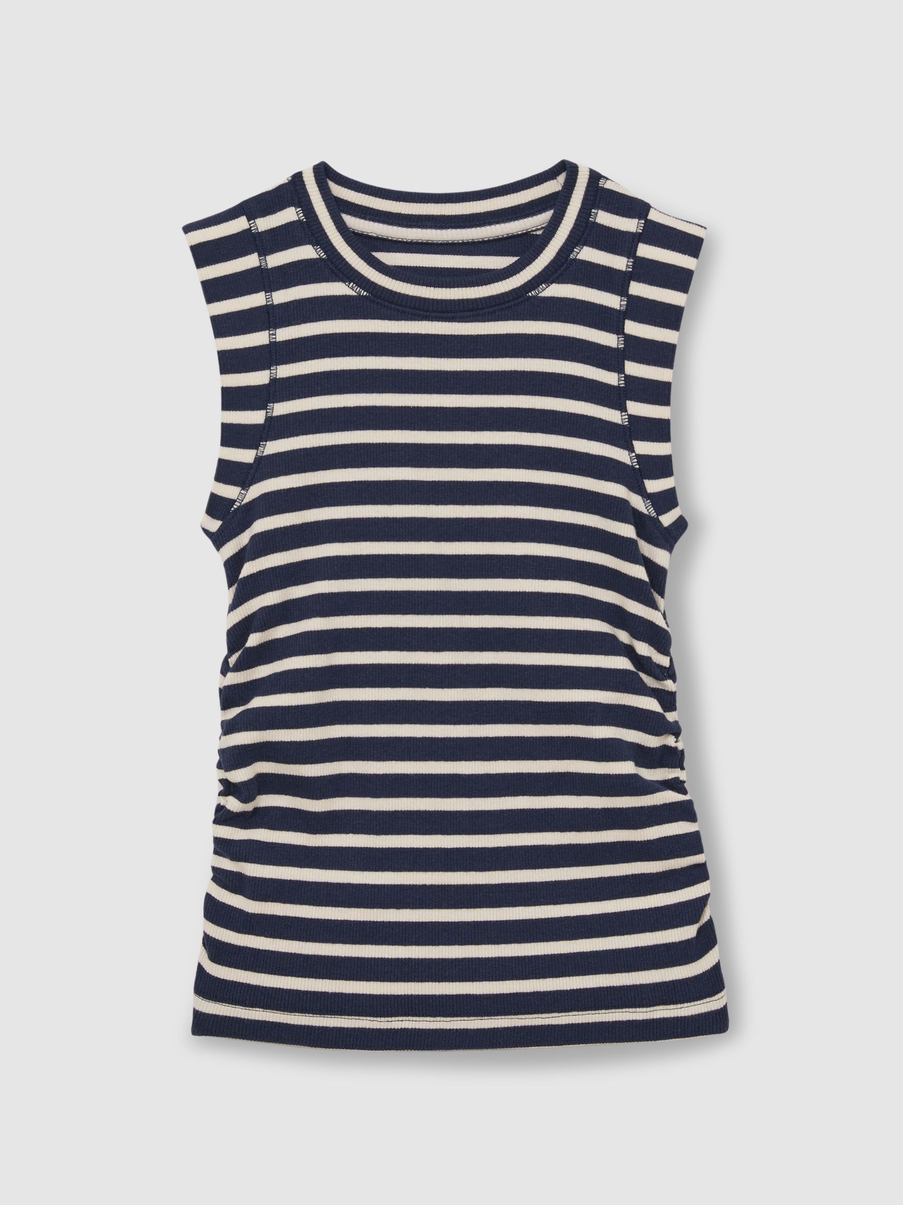 Ruched Vest Top in Navy/White - Image 2 of 4