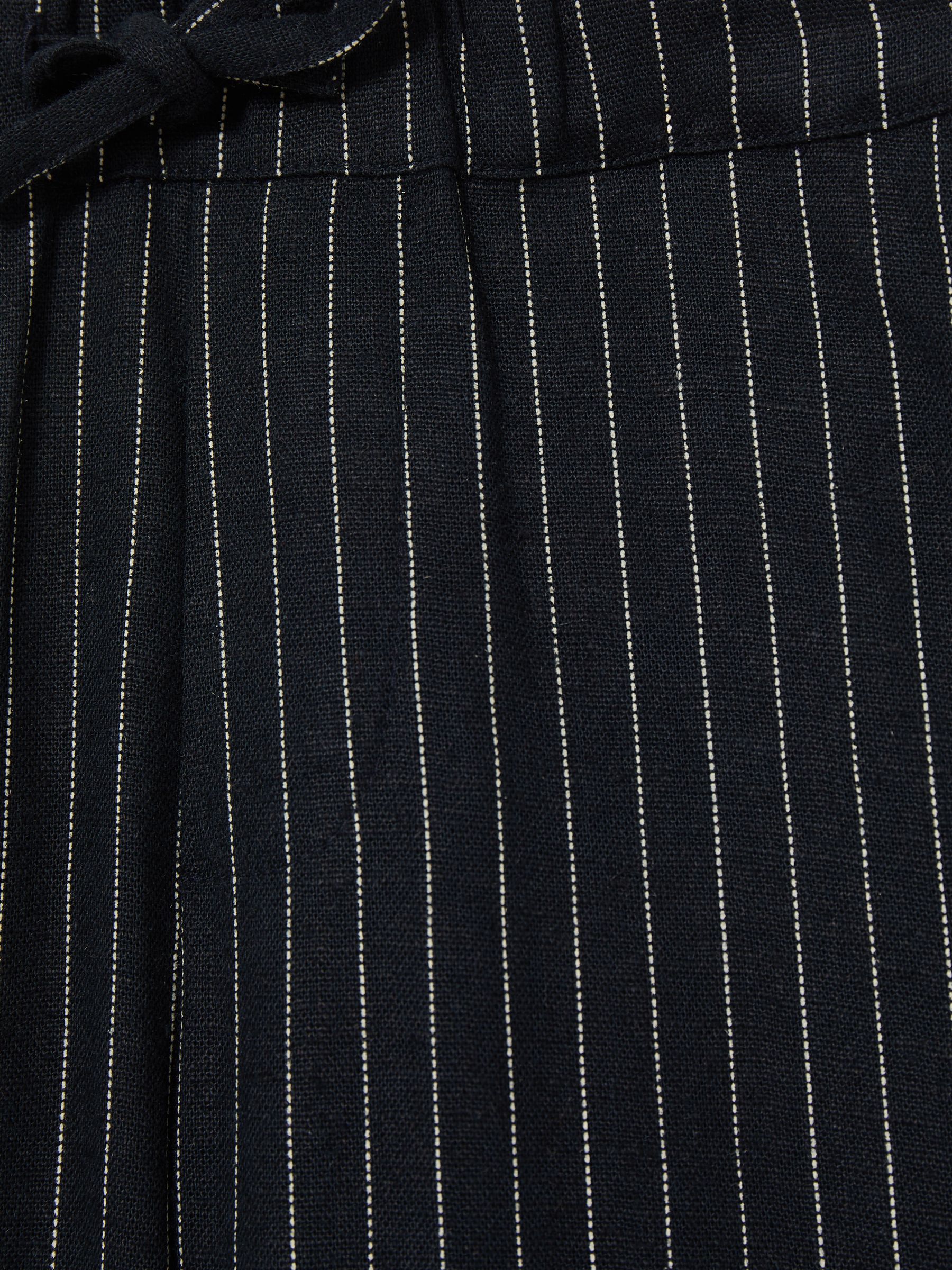 Linen-Blend Drawstring Trousers in Navy Stripe - Image 4 of 4