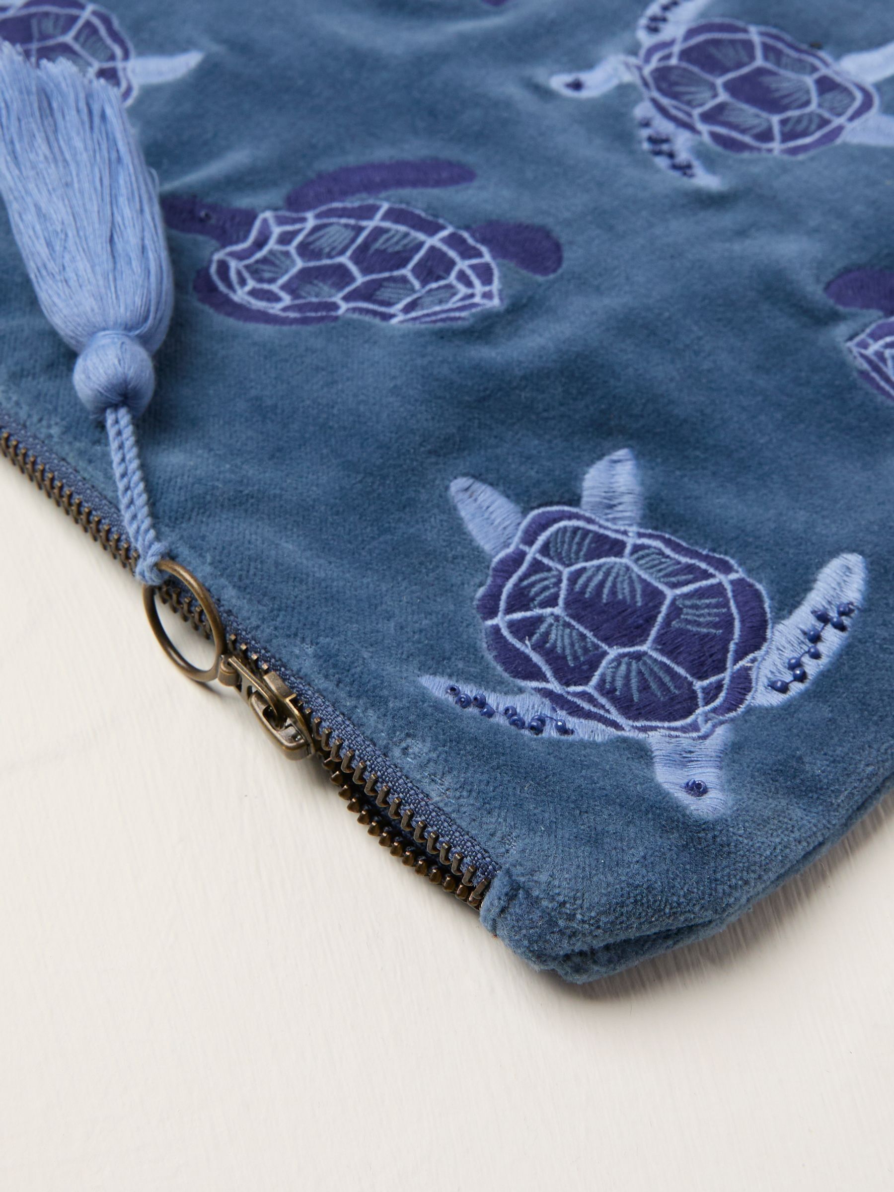 Blue Turtle Embroidered Pouch - Image 2 of 2
