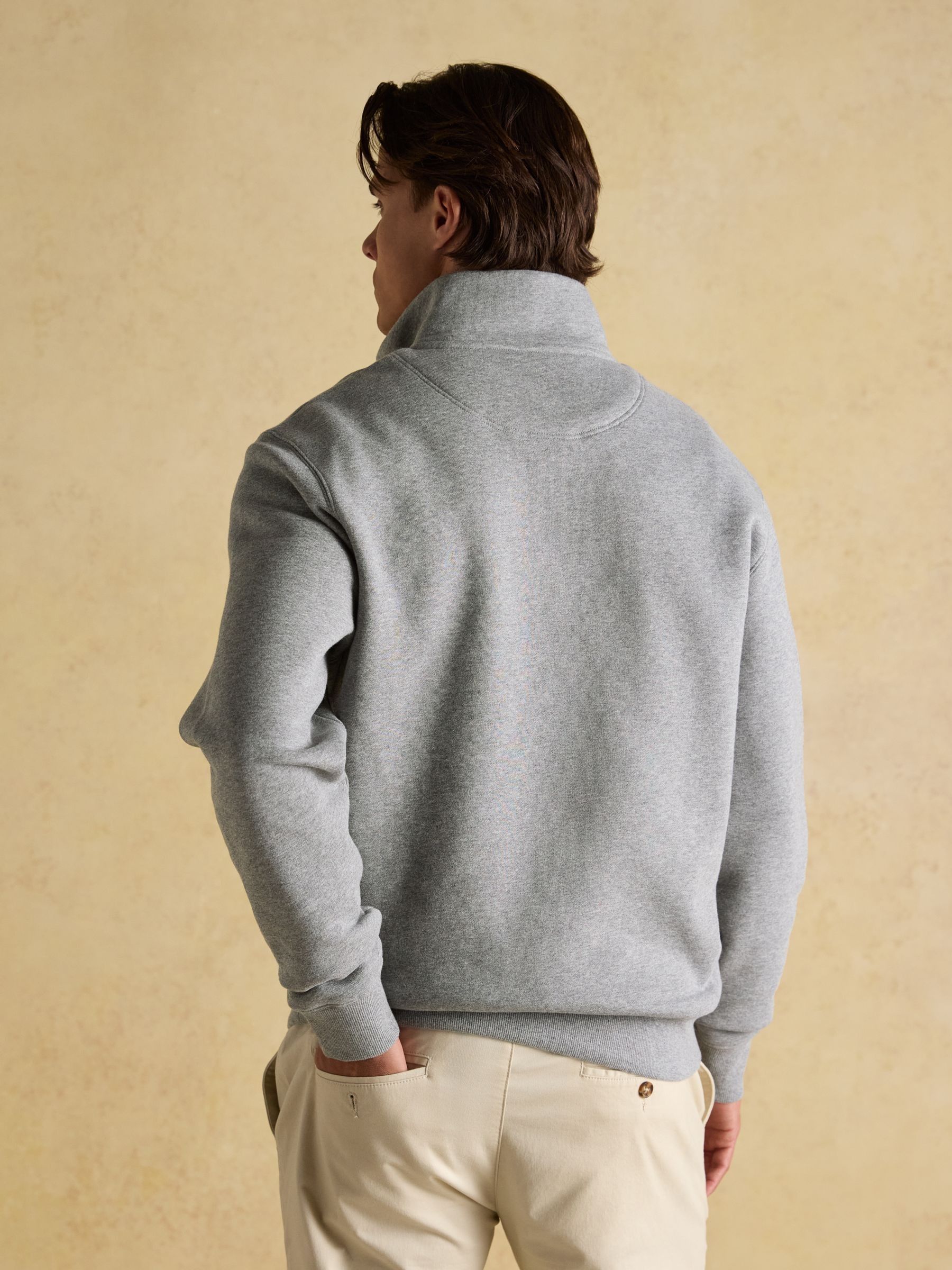 Jenkins Grey Brushed Cotton Quarter Zip Sweatshirt - Image 2 of 7