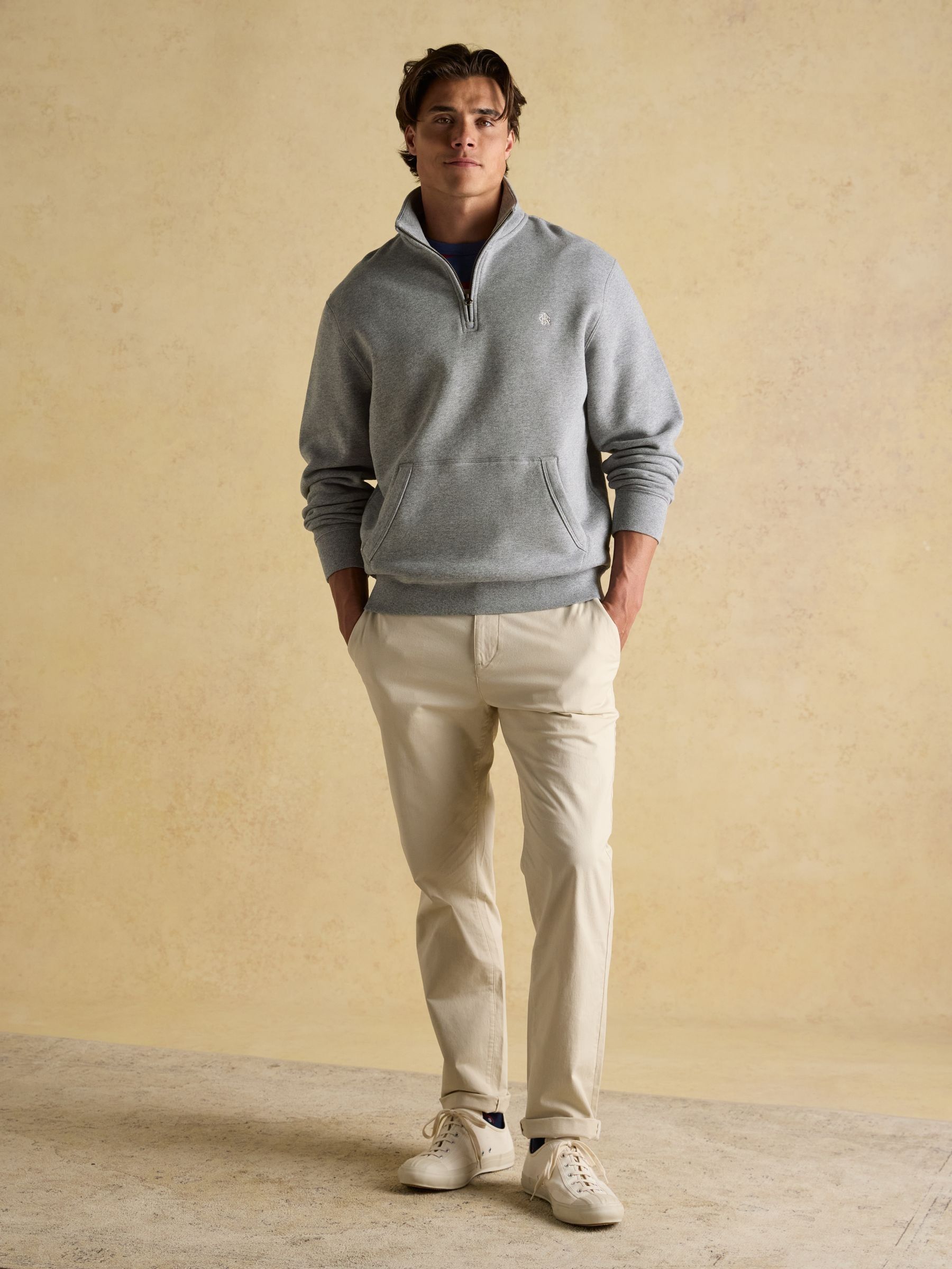 Jenkins Grey Brushed Cotton Quarter Zip Sweatshirt - Image 3 of 7
