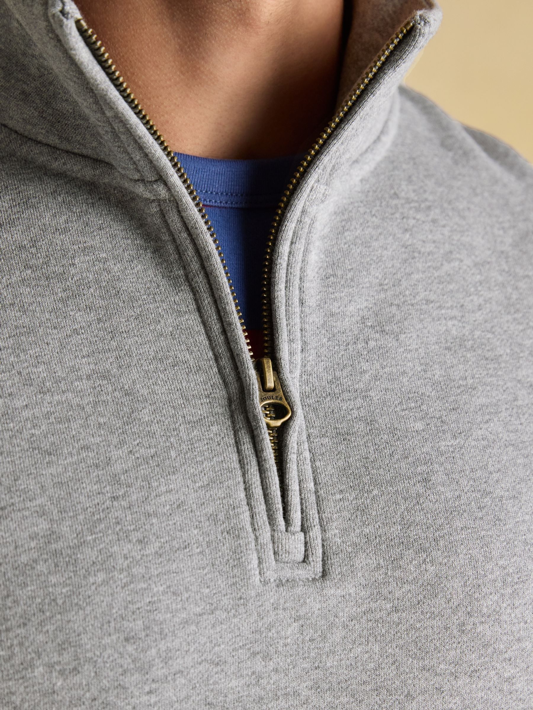 Jenkins Grey Brushed Cotton Quarter Zip Sweatshirt - Image 4 of 7