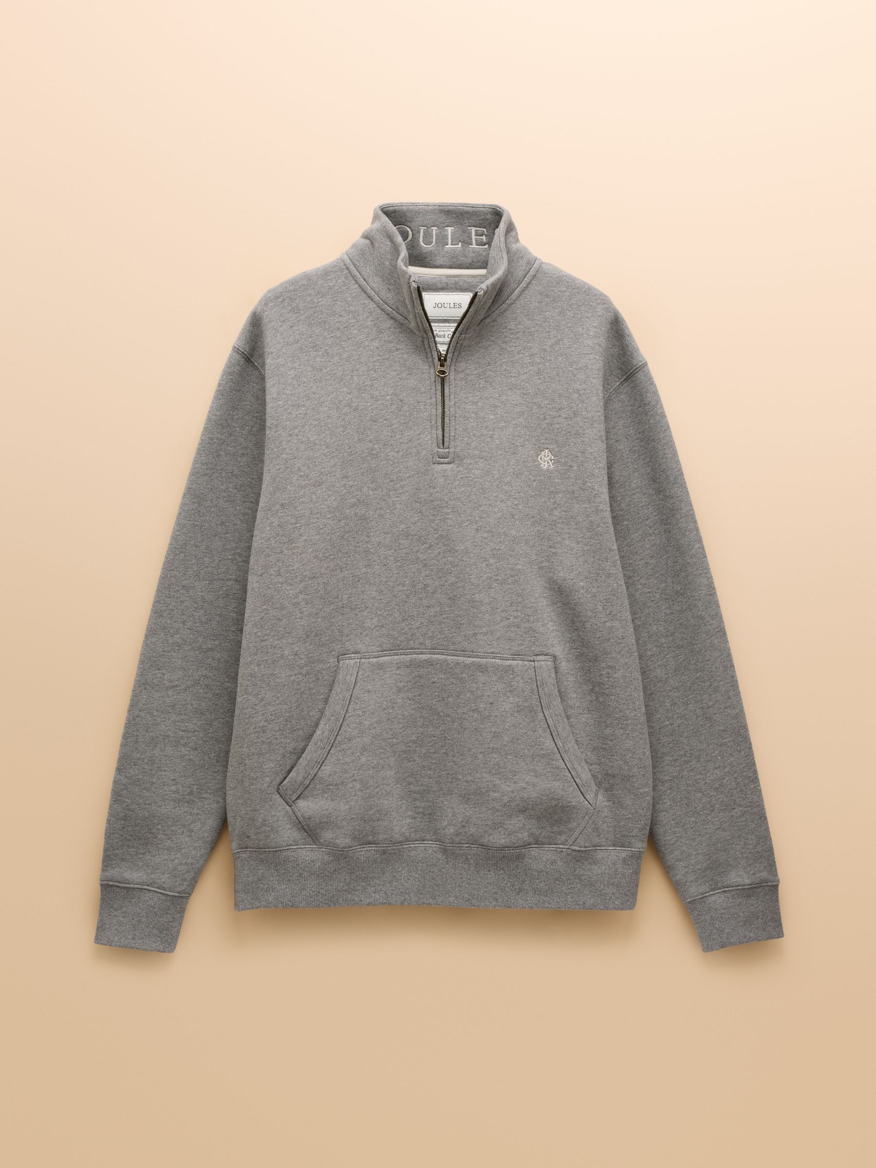 Jenkins Grey Brushed Cotton Quarter Zip Sweatshirt - Image 7 of 7