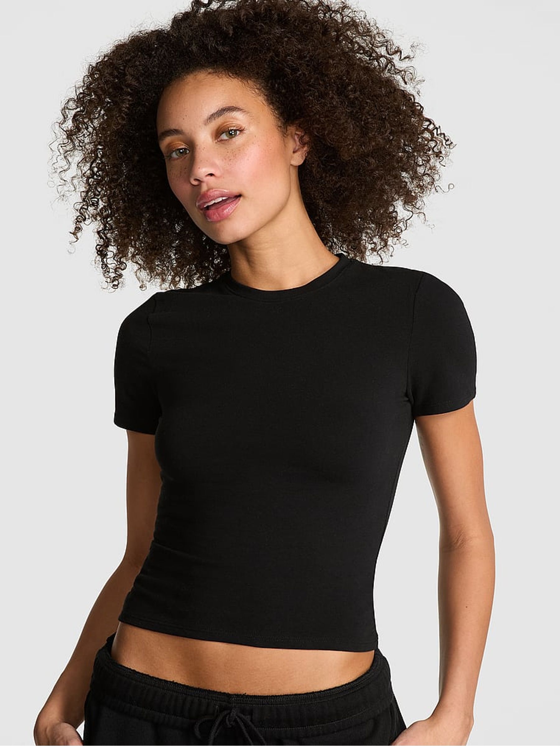 Black Cropped T-Shirt - Image 1 of 2