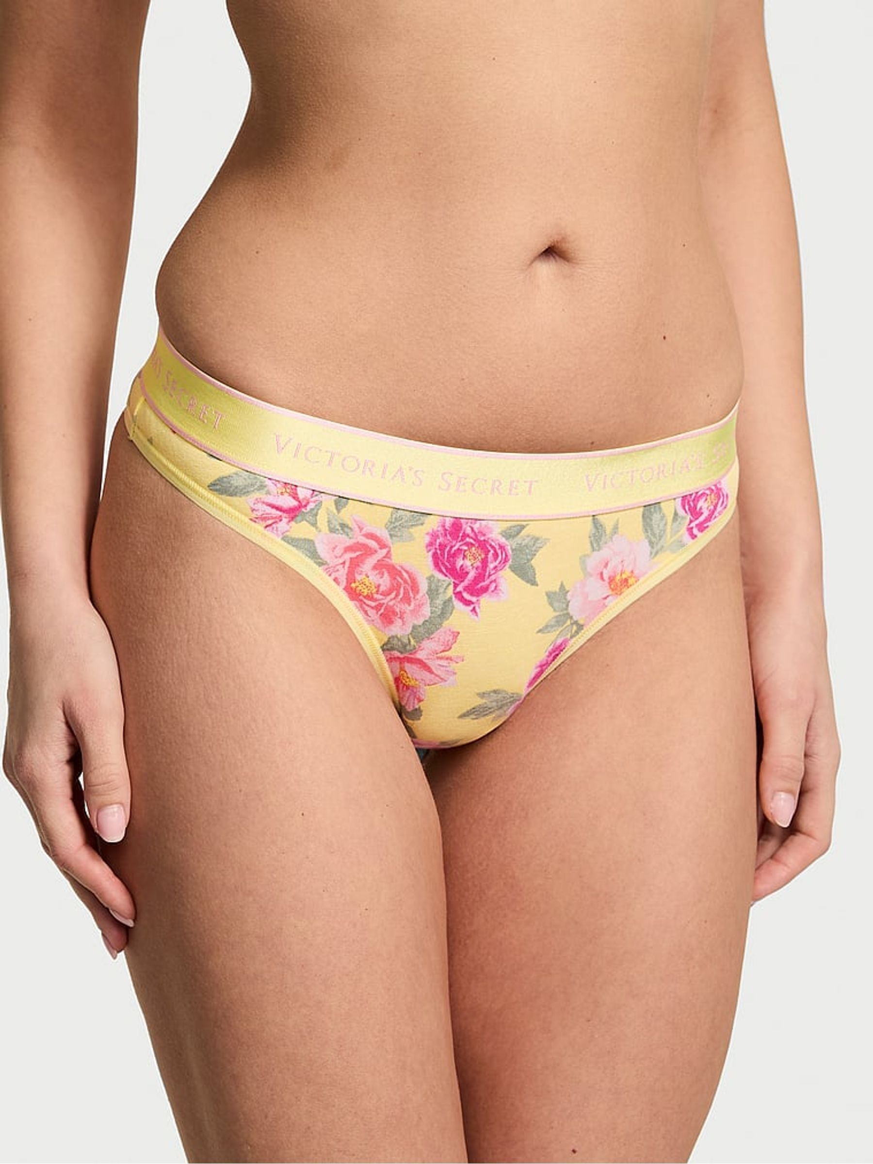 Yellow Floral Thong Knickers - Image 1 of 3