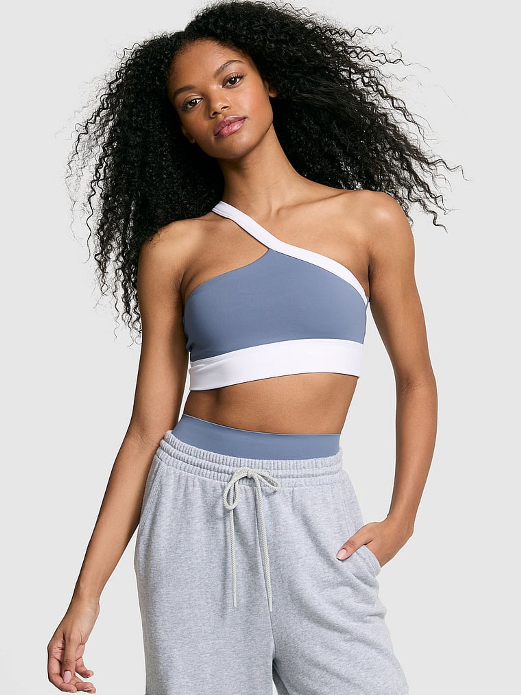 Dusty Iris Blue Relay One Shoulder Sports Bra - Image 1 of 2