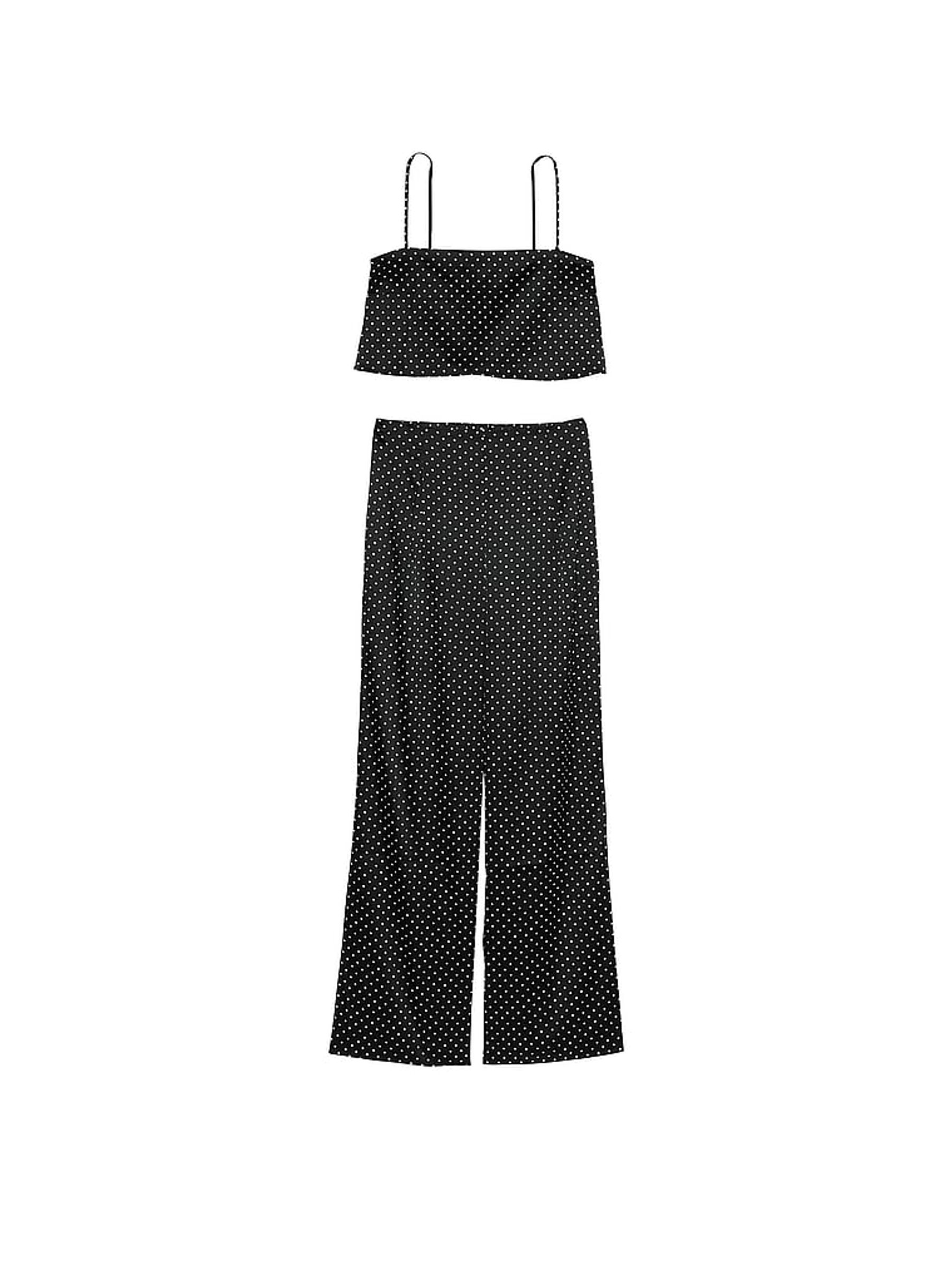 Black Dots Satin Cropped Pyjama Set - Image 3 of 3