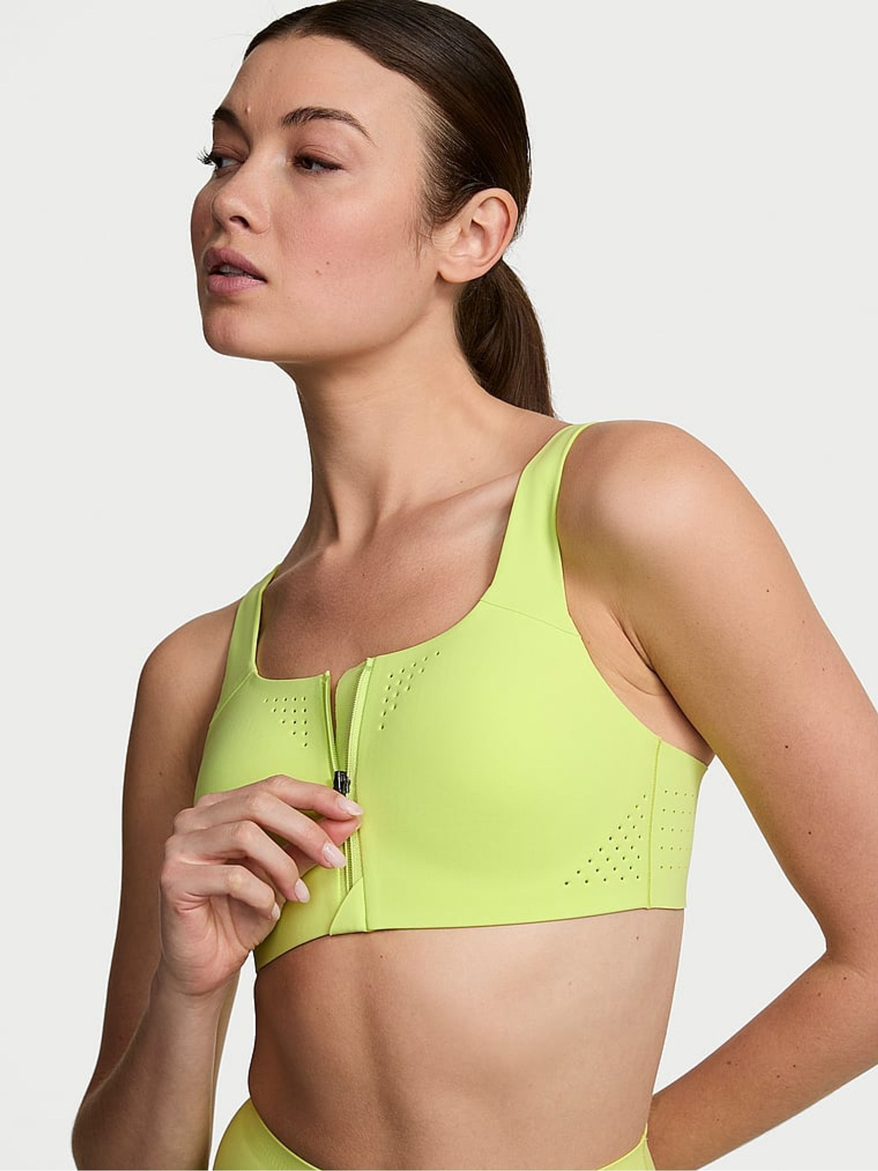 Lime Green Front Close Featherweight Max High Support Sports Bra - Image 1 of 3