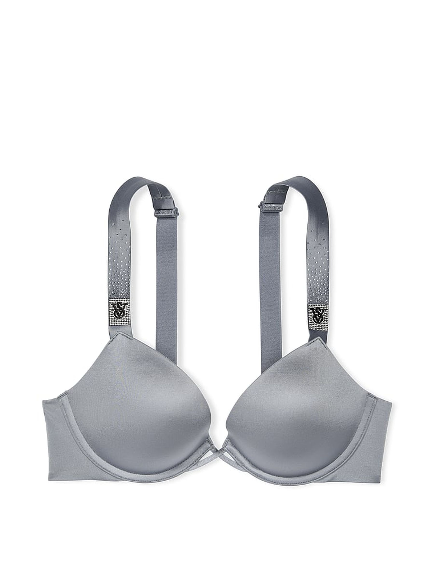 Asteroid Grey Push Up Scattered Shine Strap Bra - Image 1 of 2