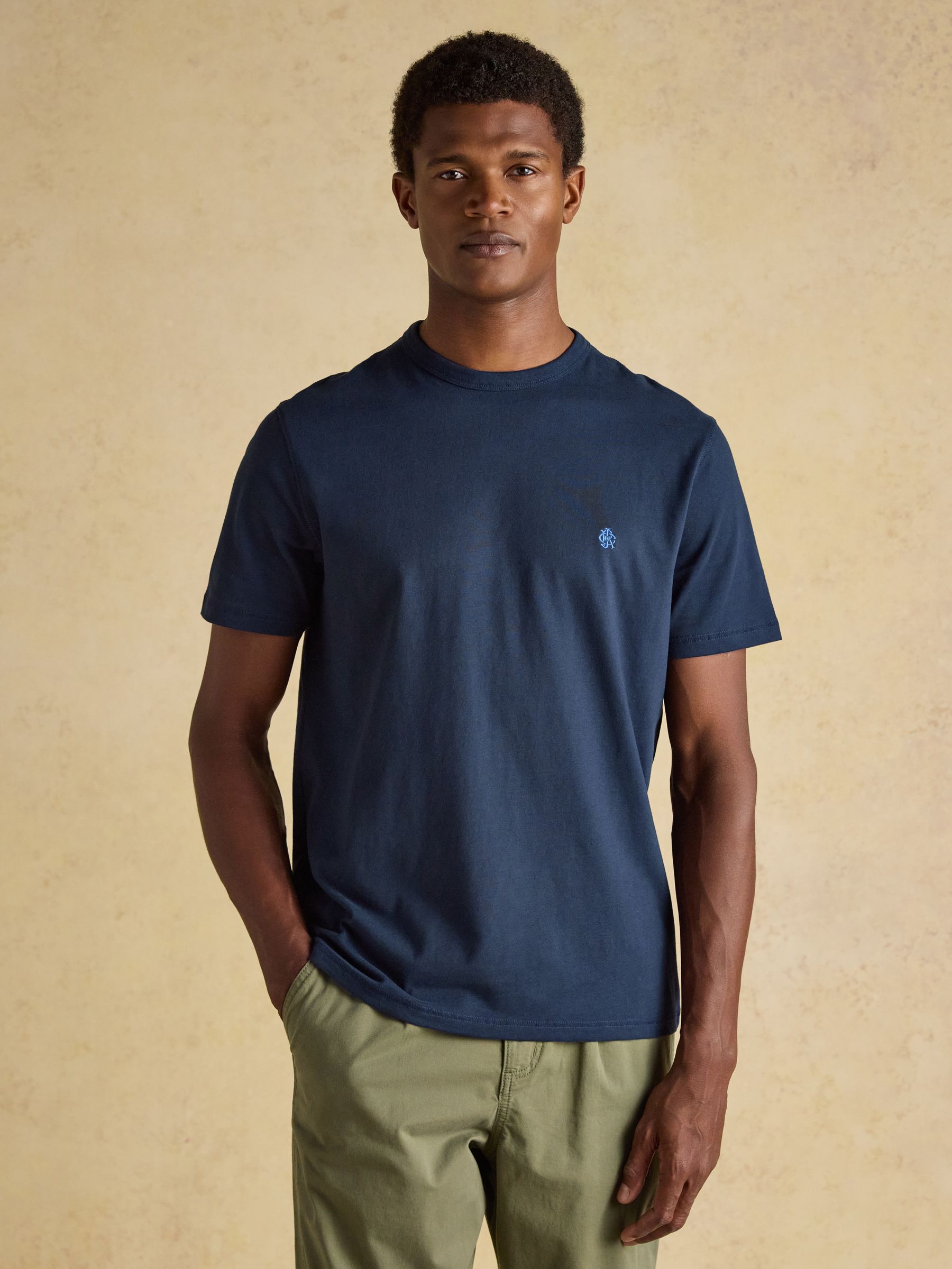 Rugby Club Navy Crew Neck Cotton T-Shirt | Joules