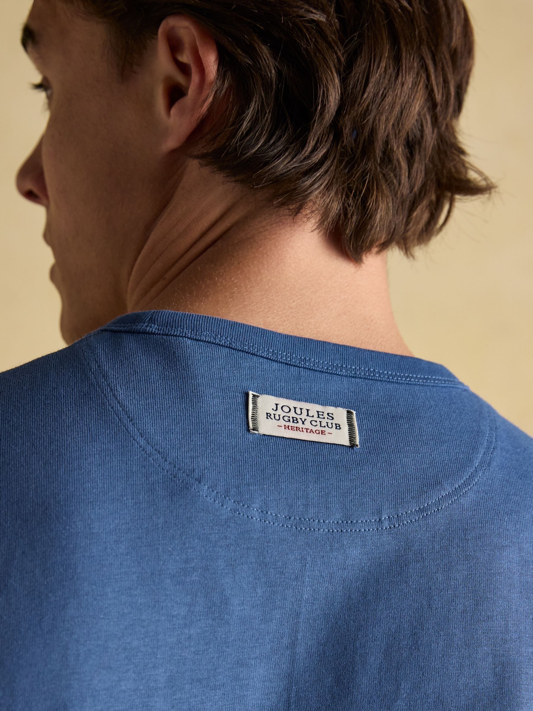 Rugby Club Mid Blue Crew Neck Cotton T-Shirt - Image 6 of 7