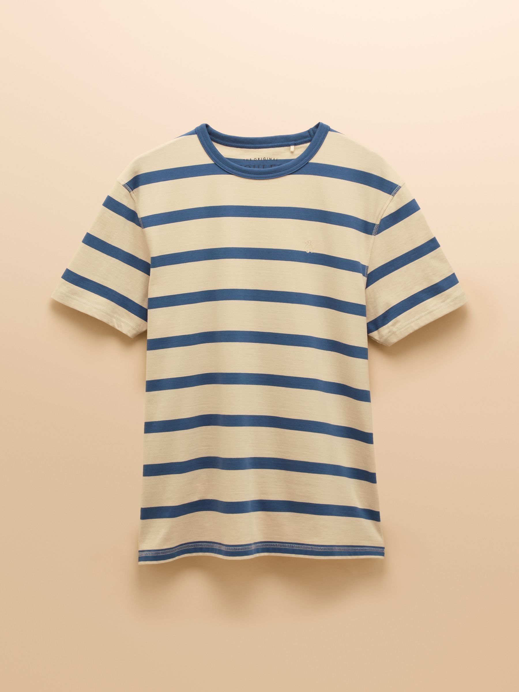 Rugby Club Cream/Blue Crew Neck Cotton T-Shirt - Image 11 of 11
