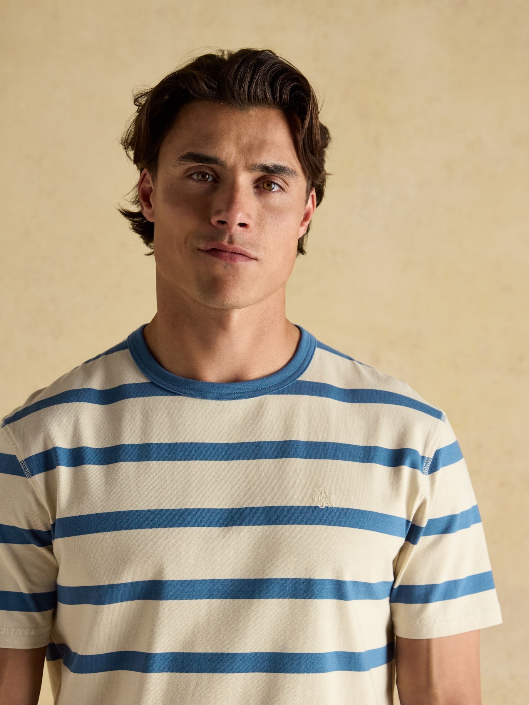 Rugby Club Cream/Blue Crew Neck Cotton T-Shirt - Image 6 of 11