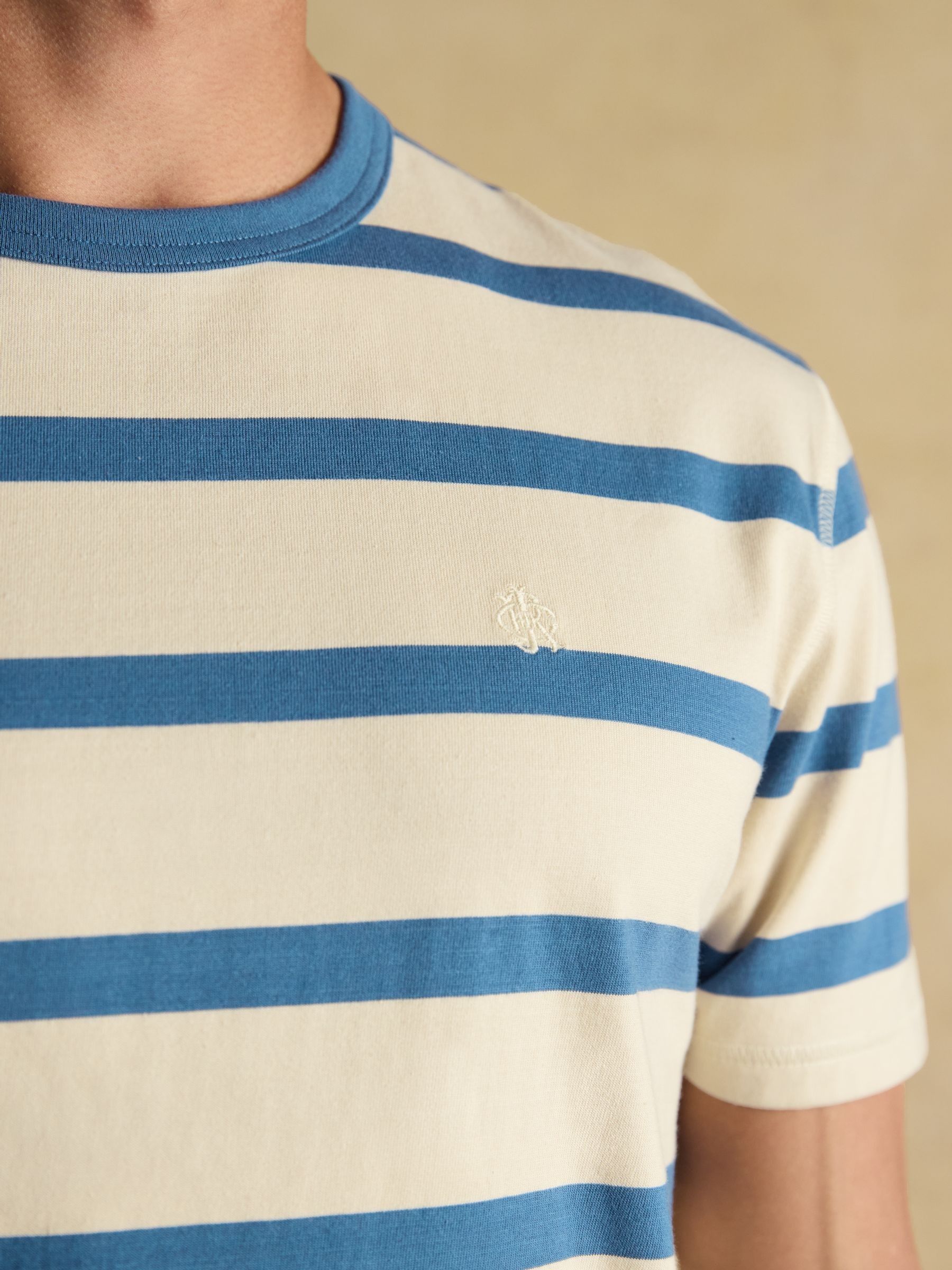 Rugby Club Cream/Blue Crew Neck Cotton T-Shirt - Image 8 of 11