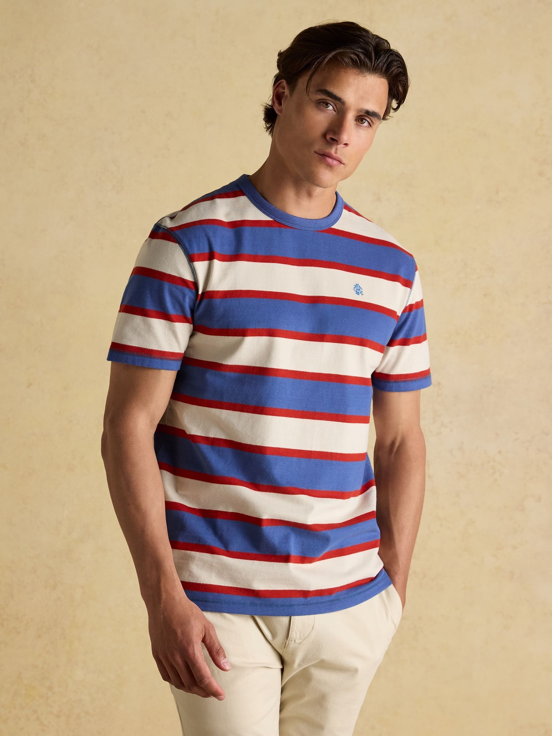 Rugby Club White/Blue Crew Neck Cotton T-Shirt - Image 1 of 8