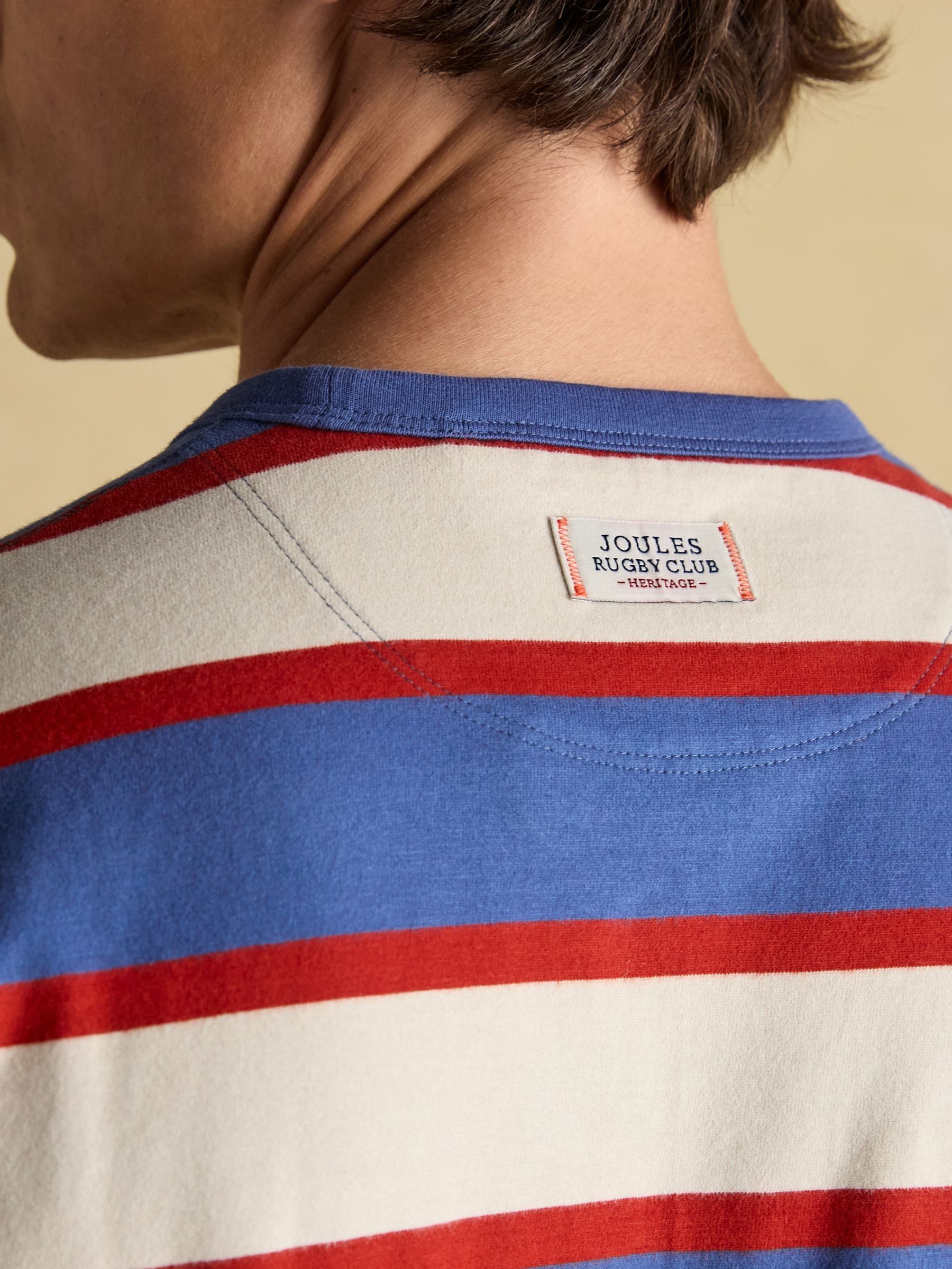 Rugby Club White/Blue Crew Neck Cotton T-Shirt - Image 7 of 8
