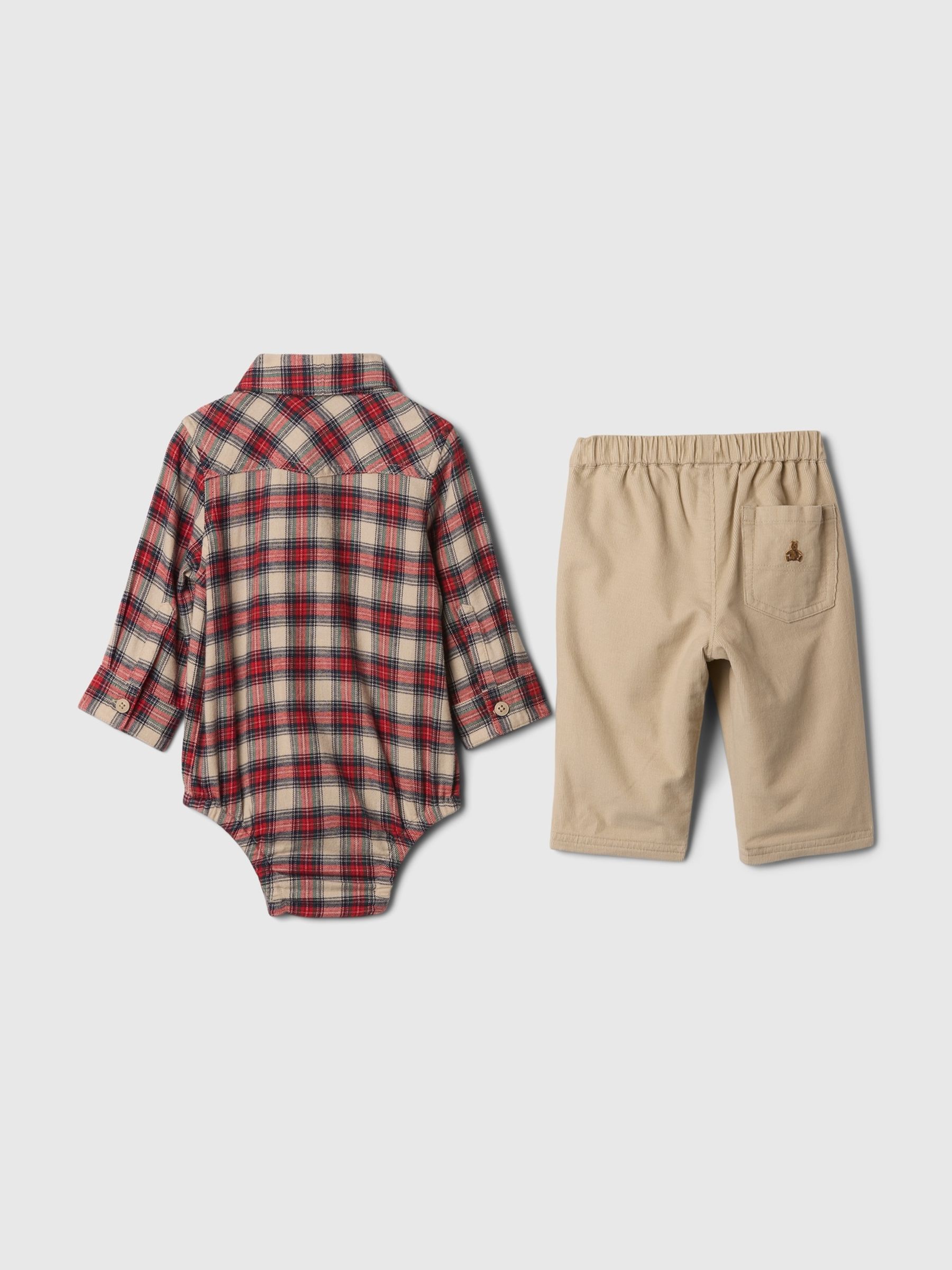 Red Flannel Shirt and Trousers Outfit Set (Newborn-24mths) - Image 2 of 3