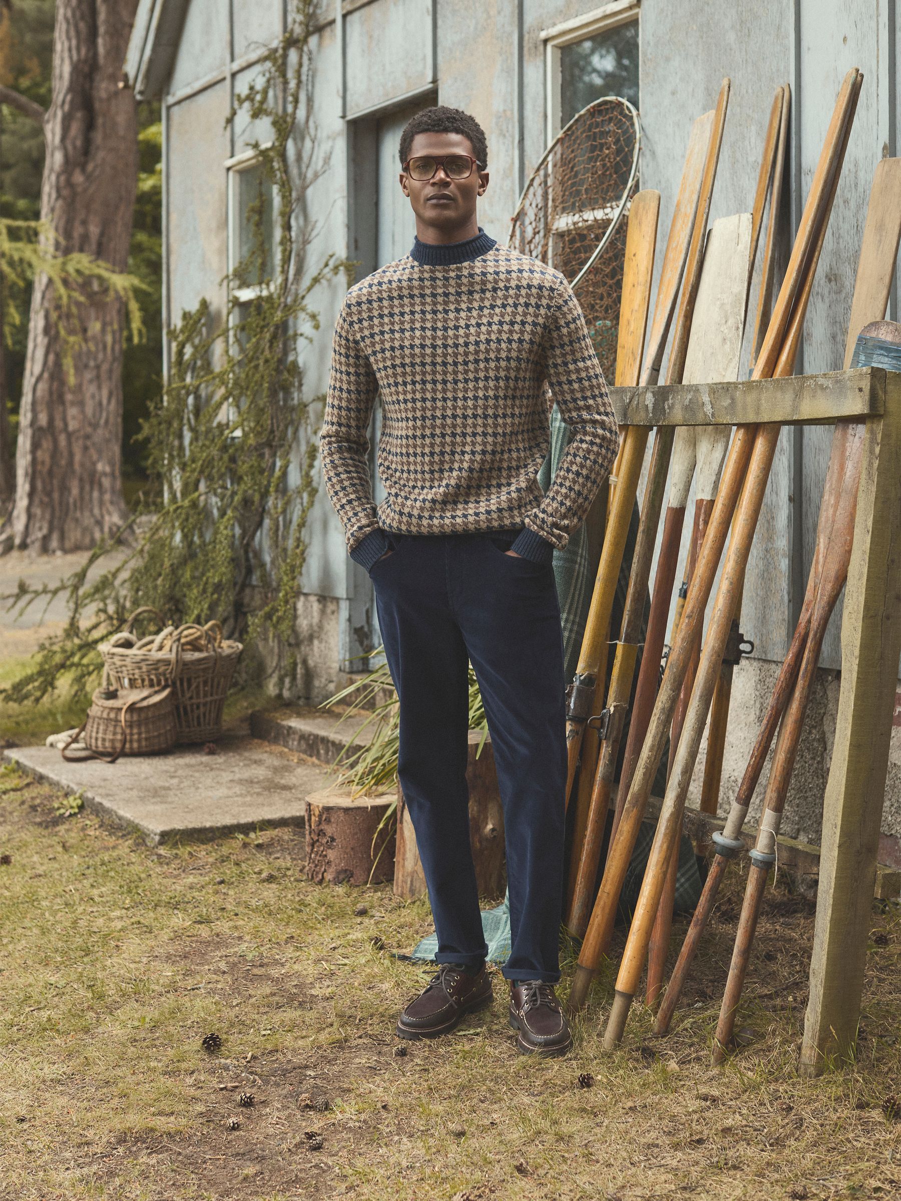 Classic Fit Cord Navy Trousers - Image 2 of 10