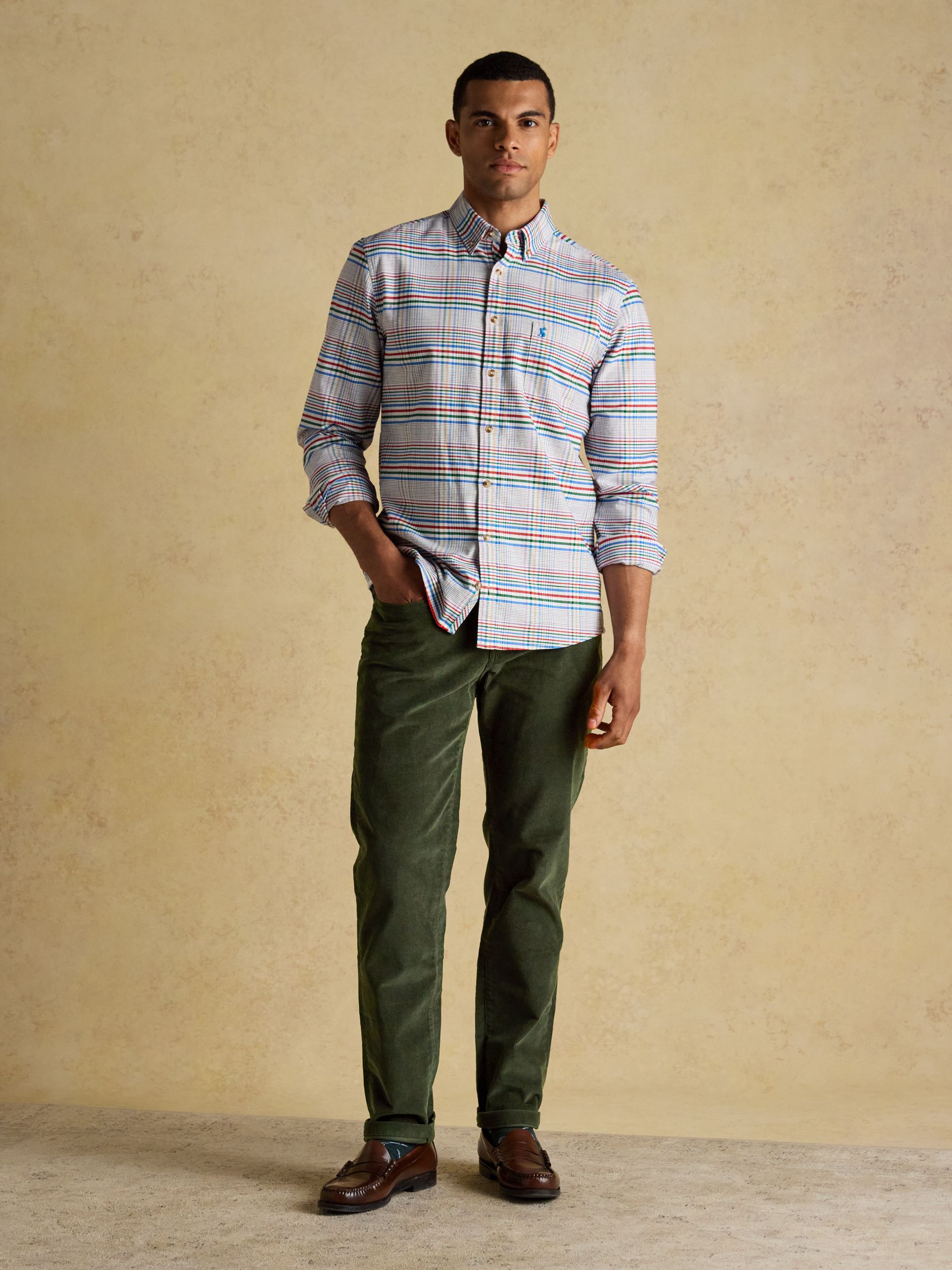 Classic Fit Cord Green Trousers - Image 5 of 8