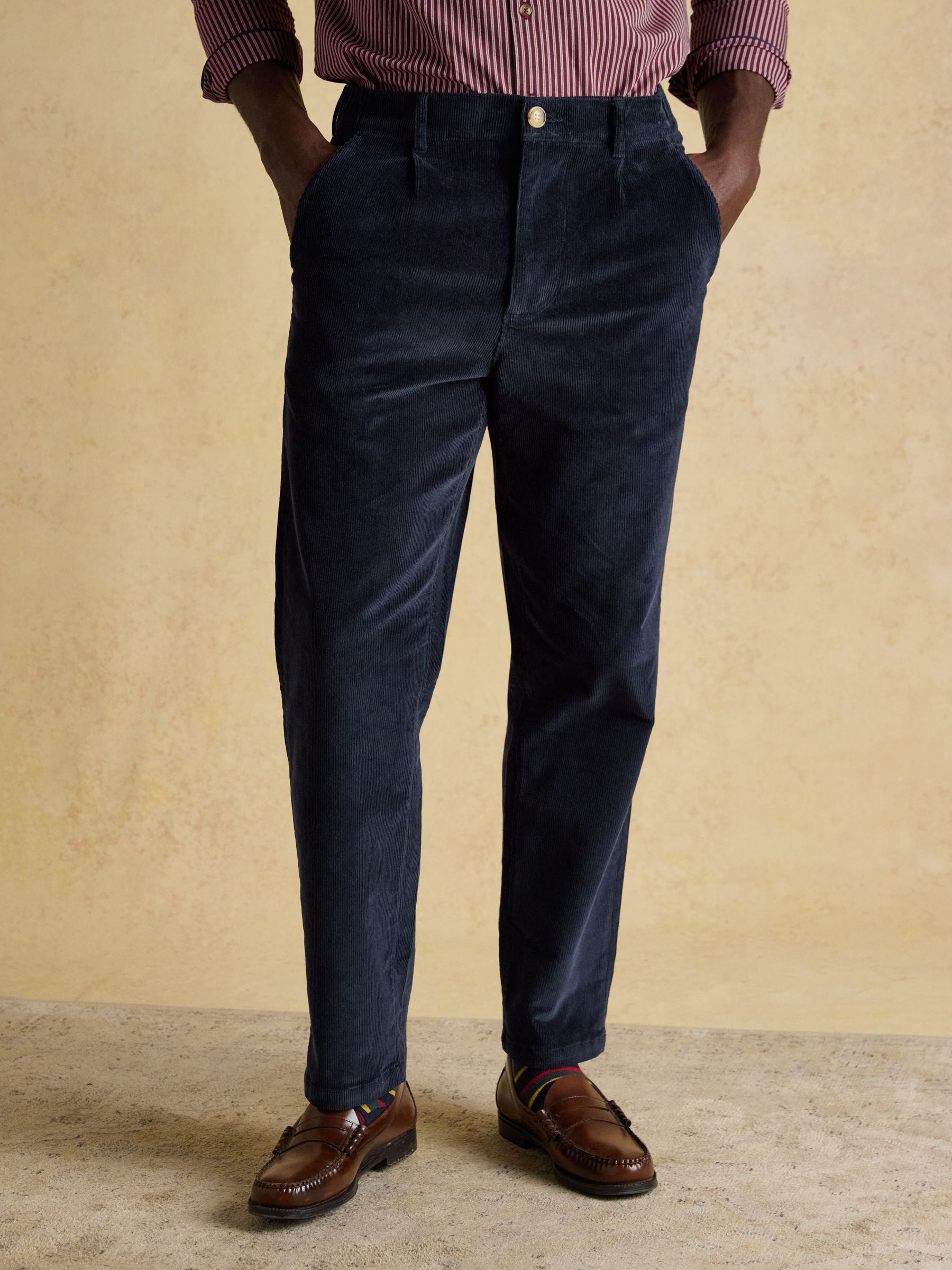 Relaxed Fit Navy Cotton-Rich Cord Trousers - Image 1 of 8