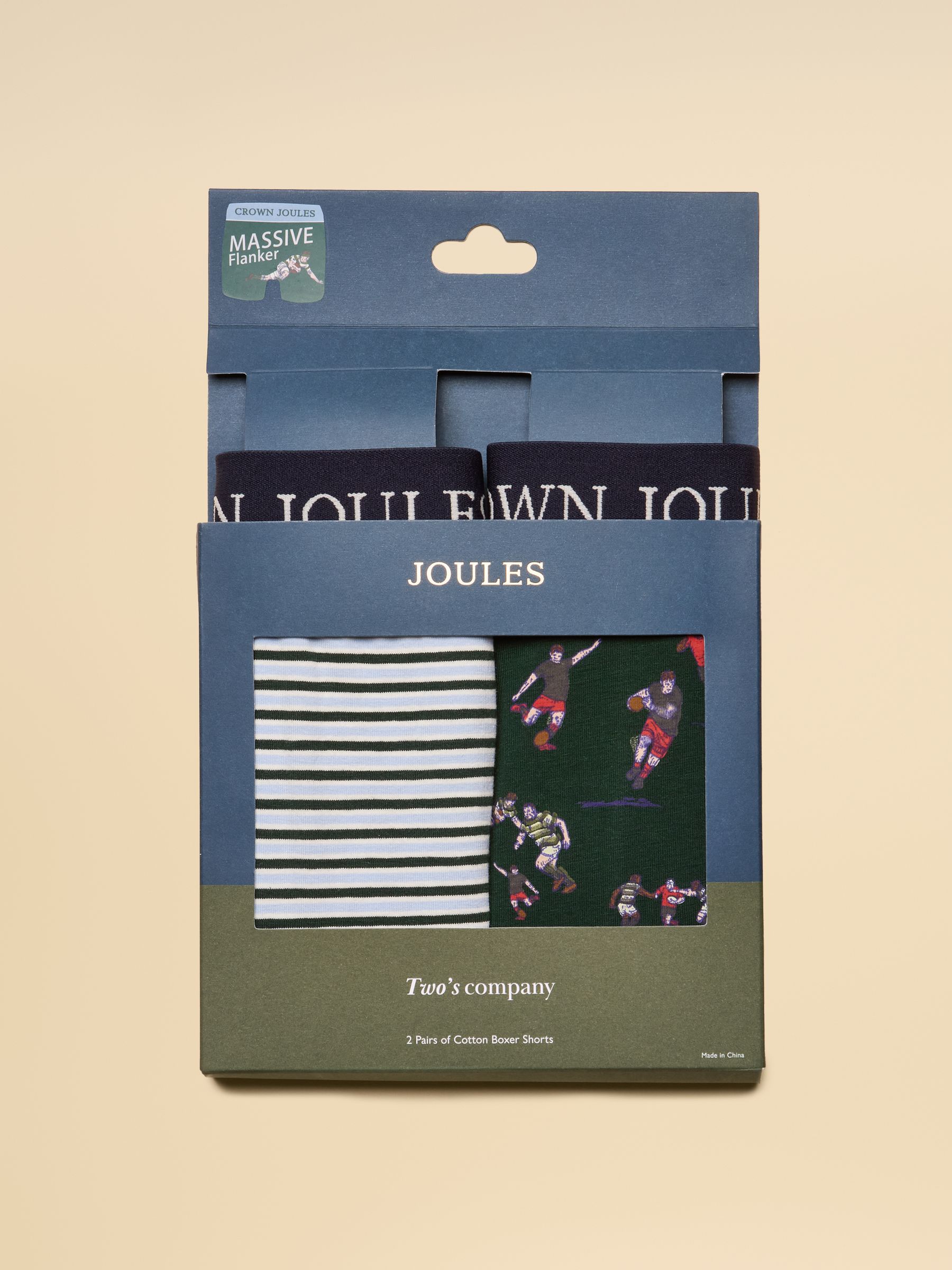 Crown Joules Green Cotton Jersey Boxer Shorts - 2 Pack - Image 1 of 3