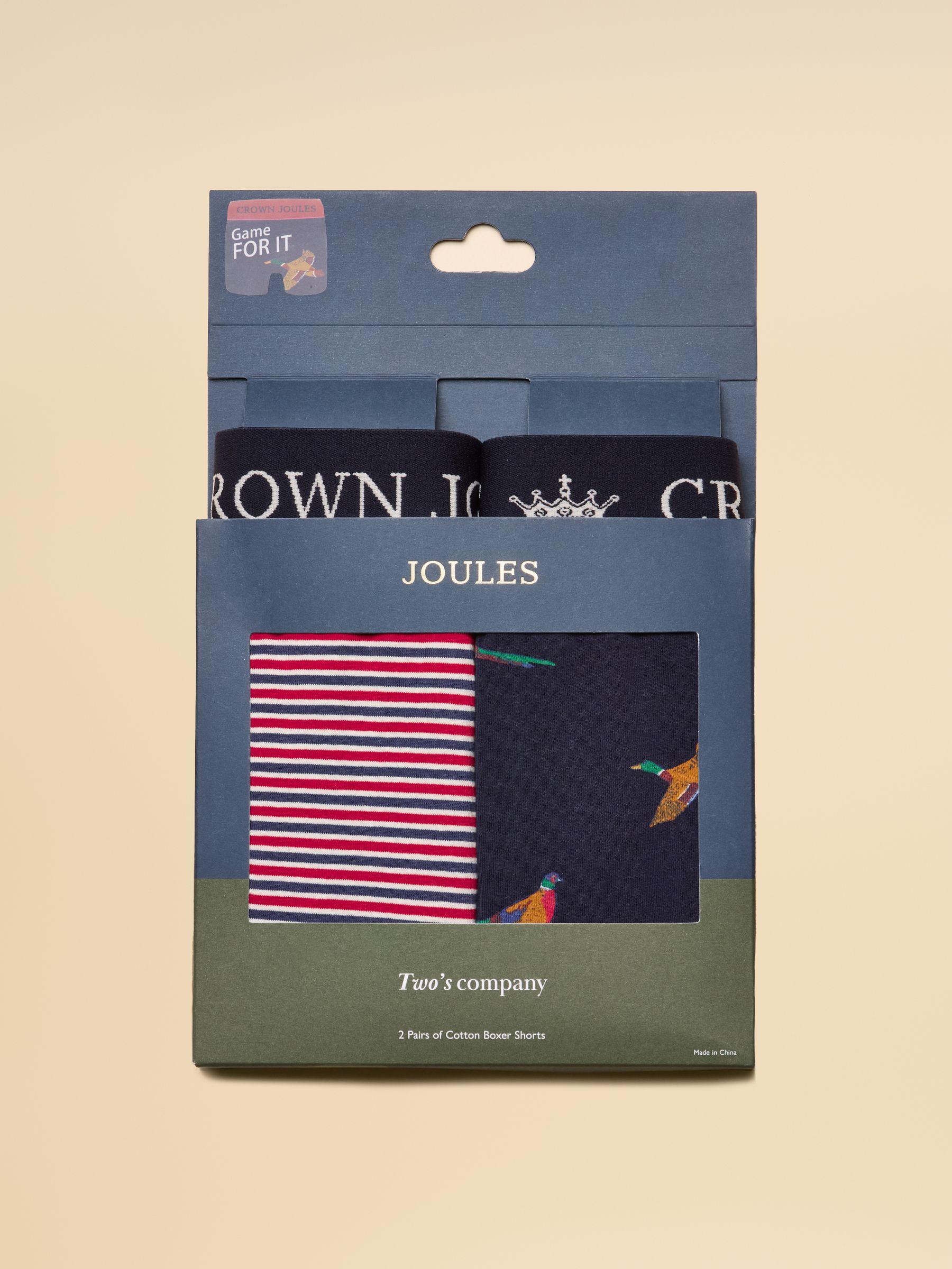 Crown Joules Orange & Navy Cotton Jersey Boxer Shorts - 2 Pack - Image 1 of 3