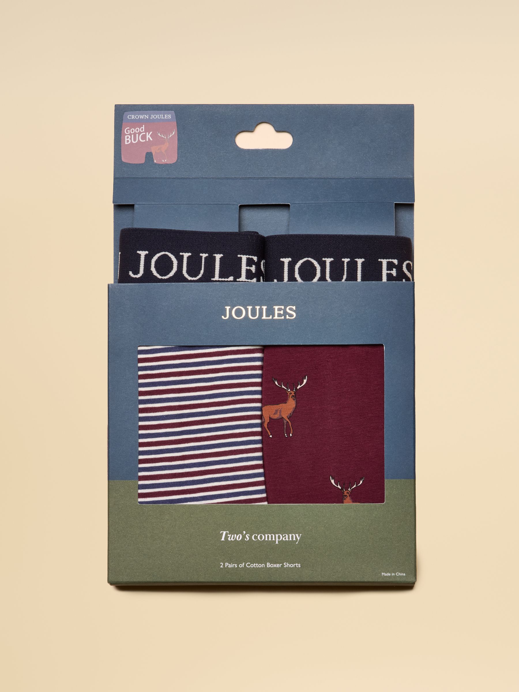Crown Joules Burgundy Red Cotton Jersey Boxer Shorts - 2 Pack - Image 1 of 4