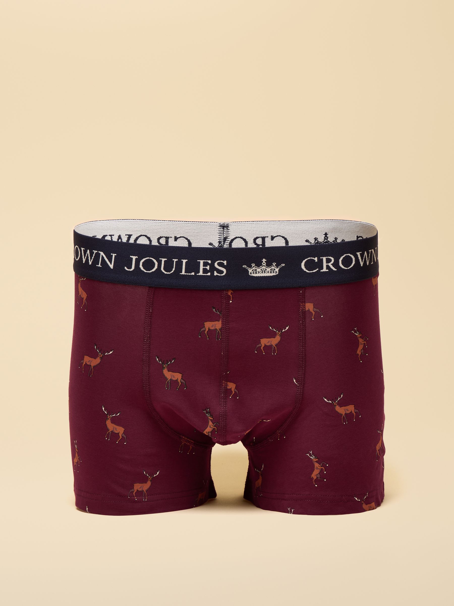Crown Joules Burgundy Red Cotton Jersey Boxer Shorts - 2 Pack - Image 3 of 4