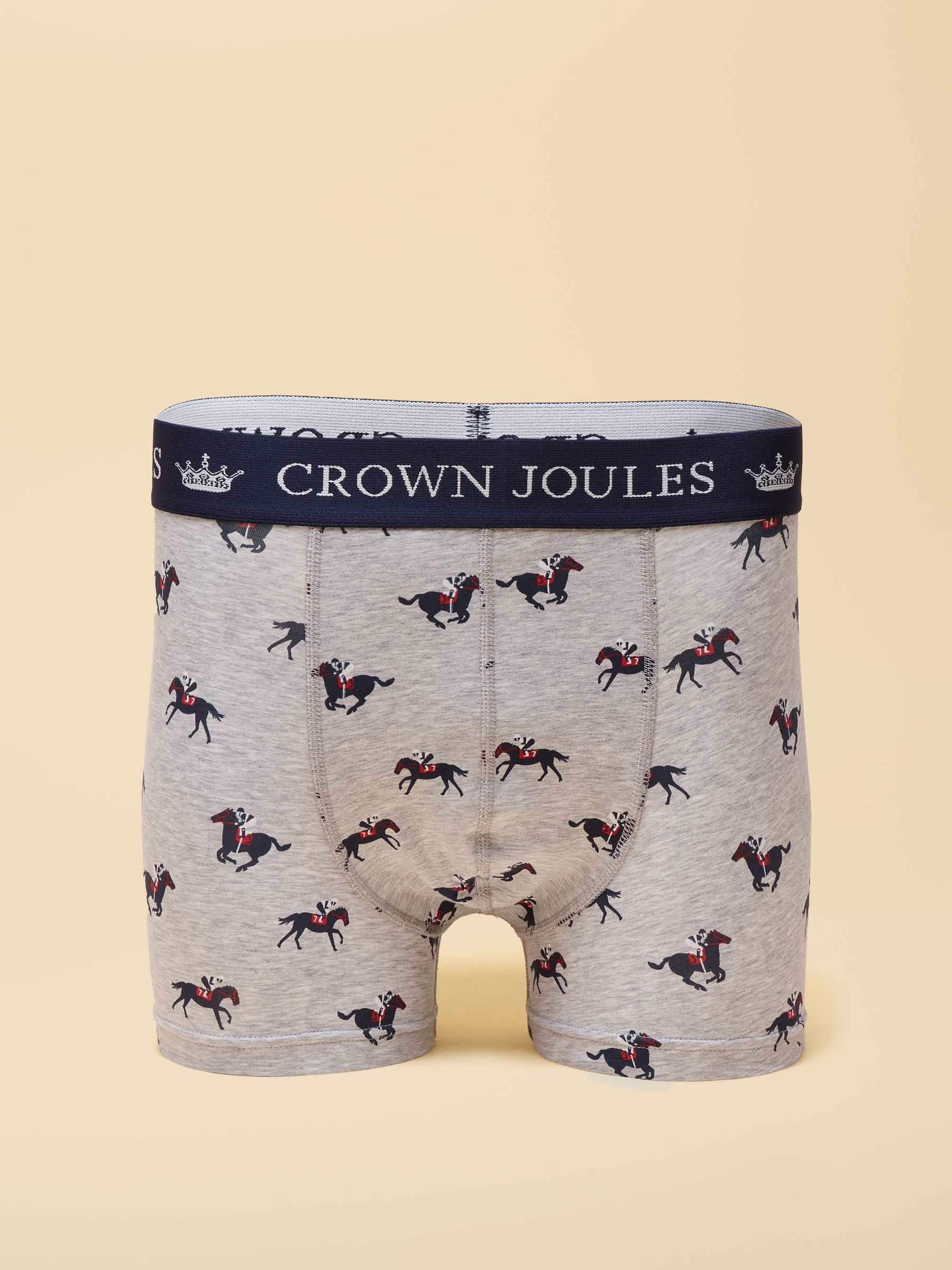 Crown Joules Grey & Navy Cotton Jersey Boxer Shorts - 2 Pack - Image 3 of 3