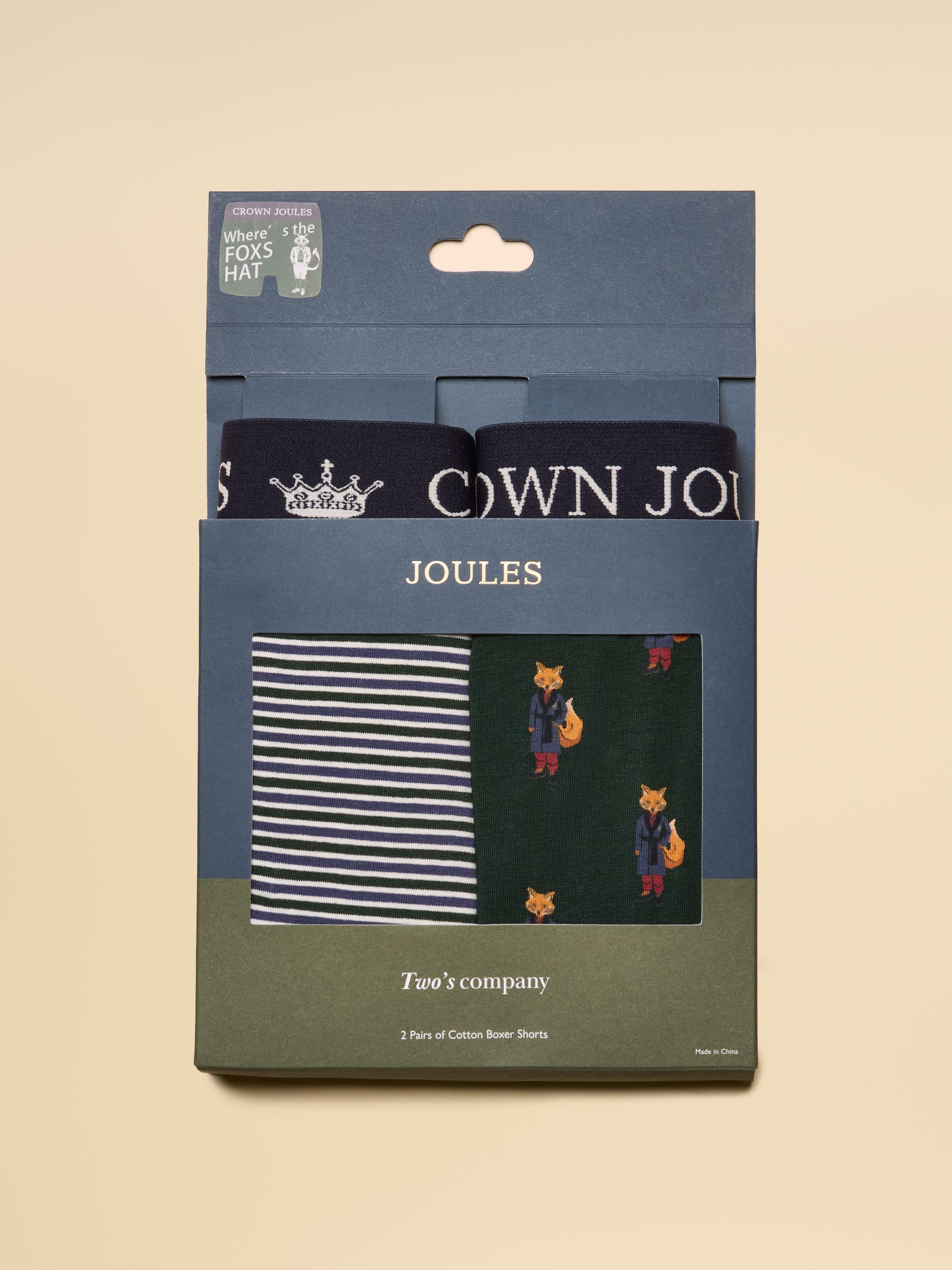 Crown Joules Green & Blue Cotton Jersey Boxer Shorts - 2 Pack - Image 1 of 4